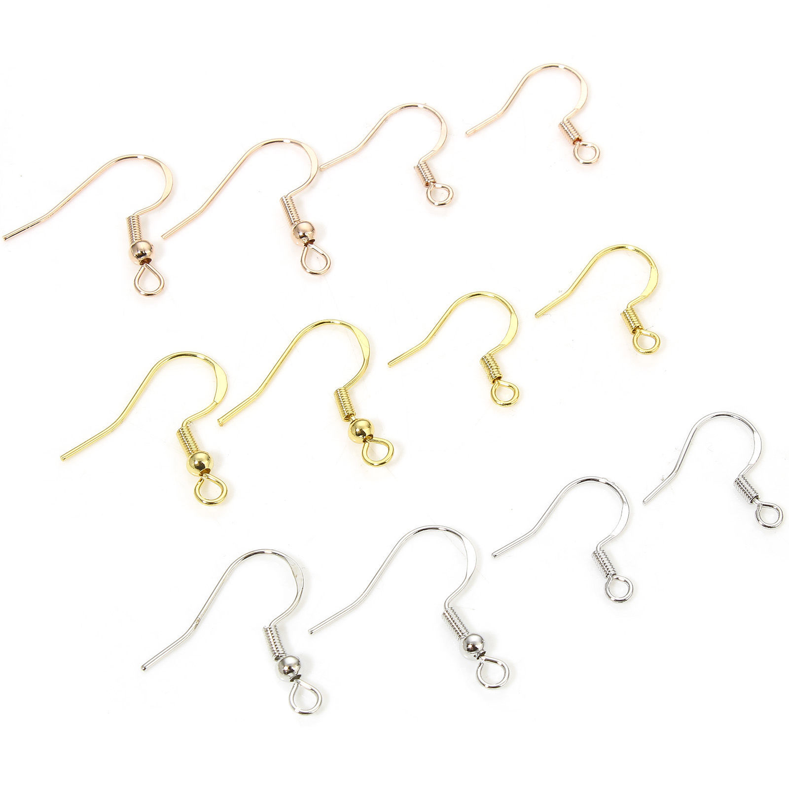 Image de 20 Pcs Boucles d'Oreilles Crochets Accessories pour DIY Fabrication de Bijoux Placage Sous Vide Écologique en Laiton Simple Plaqué Or Véritable