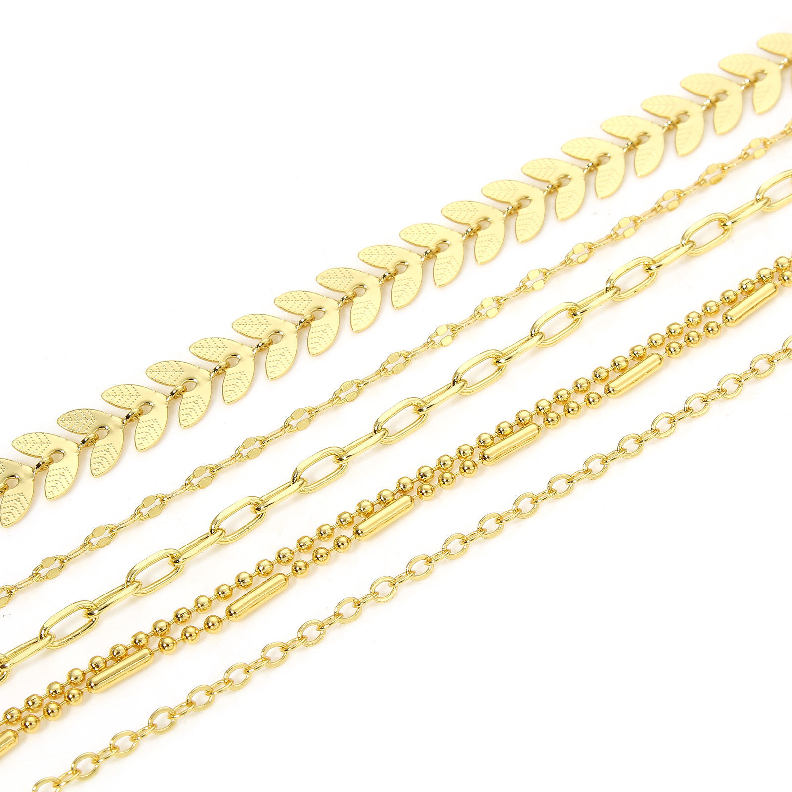 Изображение 1 Ярд Экологически чистое вакуумное покрытие Латунь Ручной Работы Цепь Для изготовления ювелирных изделий ручной работы своими руками Лист настоящее золото с покрытием