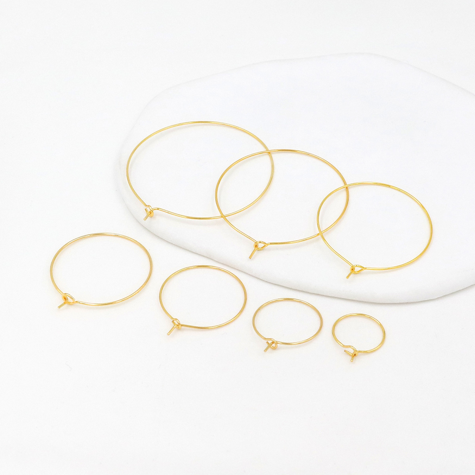 Picture of Eco-friendly Brass Simple Hoop Earrings For DIY Jewelry Making Accessories Real Gold Plated Circle Ring