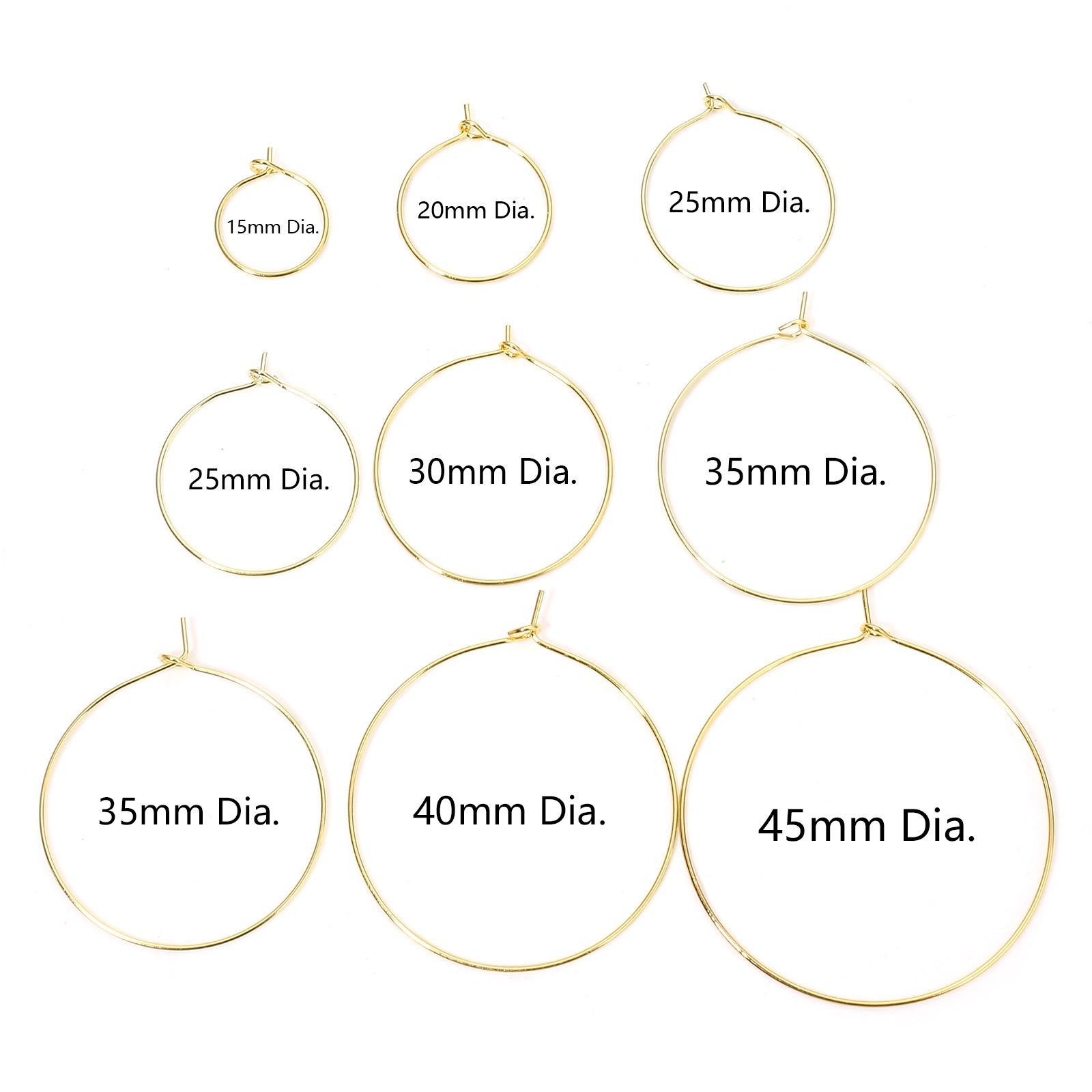 Picture of Eco-friendly Brass Simple Hoop Earrings For DIY Jewelry Making Accessories Real Gold Plated Circle Ring