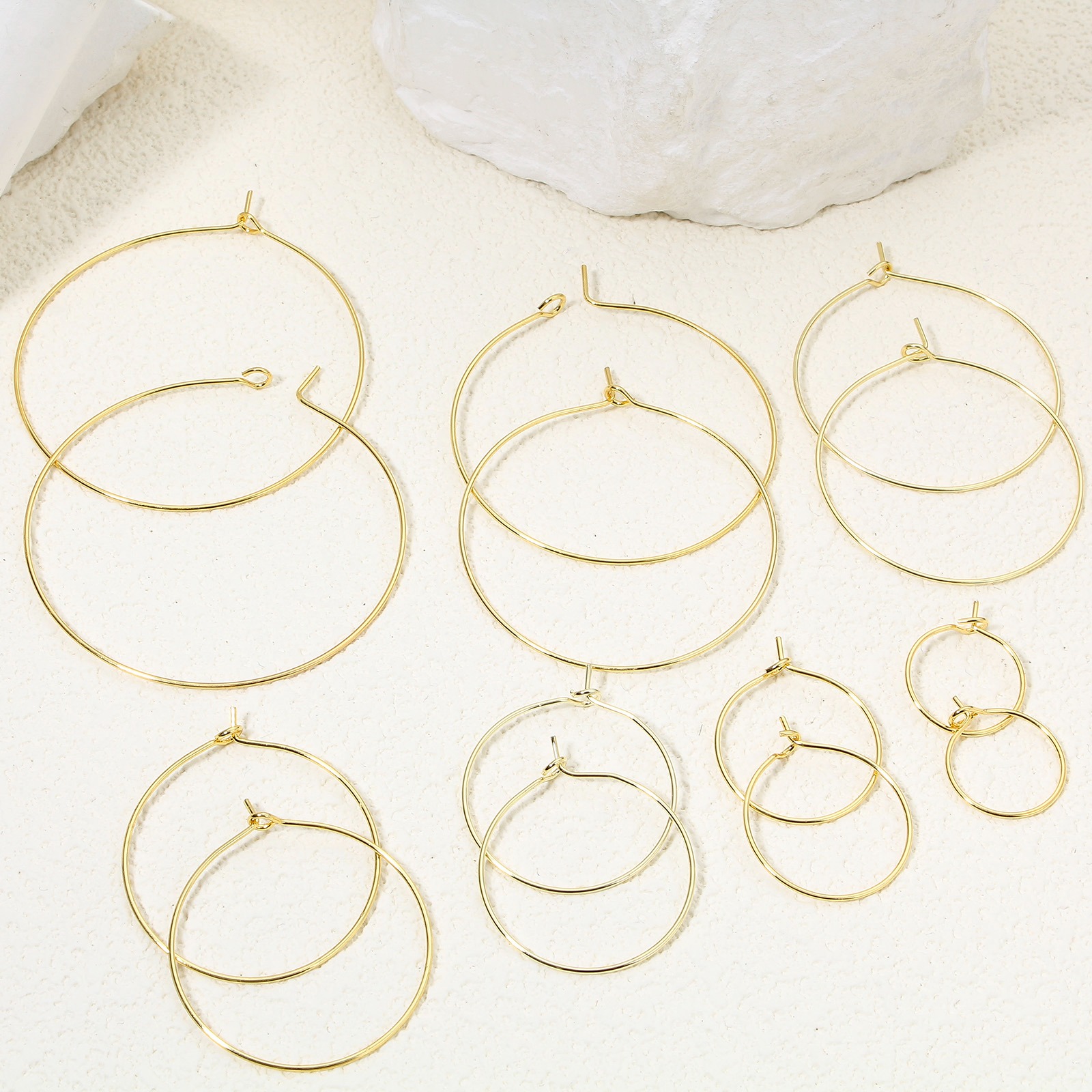 Picture of Eco-friendly Brass Simple Hoop Earrings For DIY Jewelry Making Accessories Real Gold Plated Circle Ring