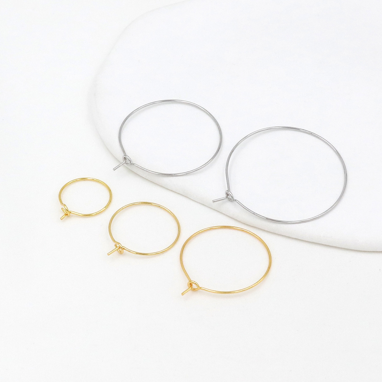 Picture of Eco-friendly Brass Simple Hoop Earrings For DIY Jewelry Making Accessories Real Gold Plated Circle Ring