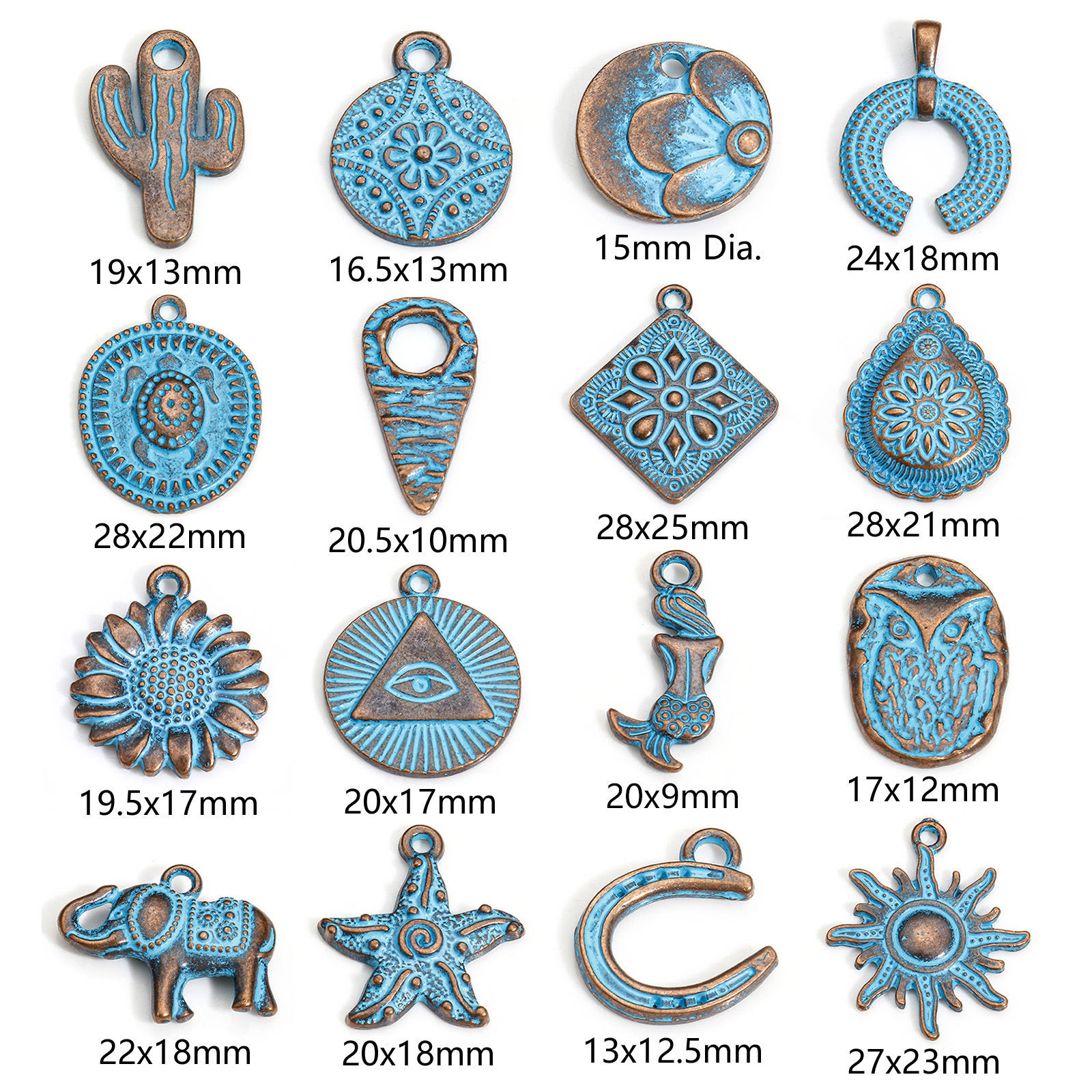 Picture of Zinc Based Alloy Ocean Jewelry Charms Antique Copper Blue Patina
