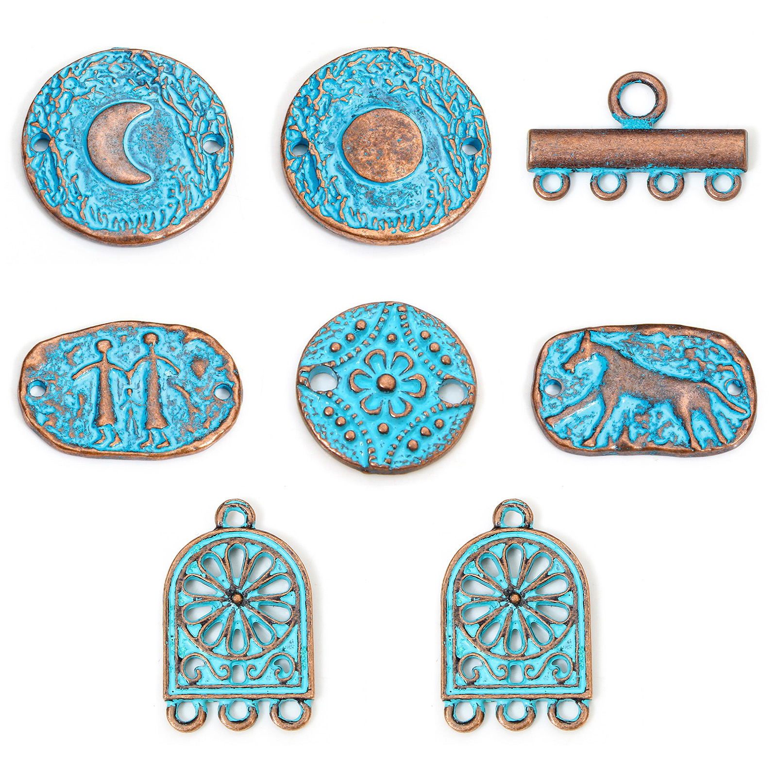 Picture of Zinc Based Alloy Connectors Charms Pendants Antique Copper Blue Patina