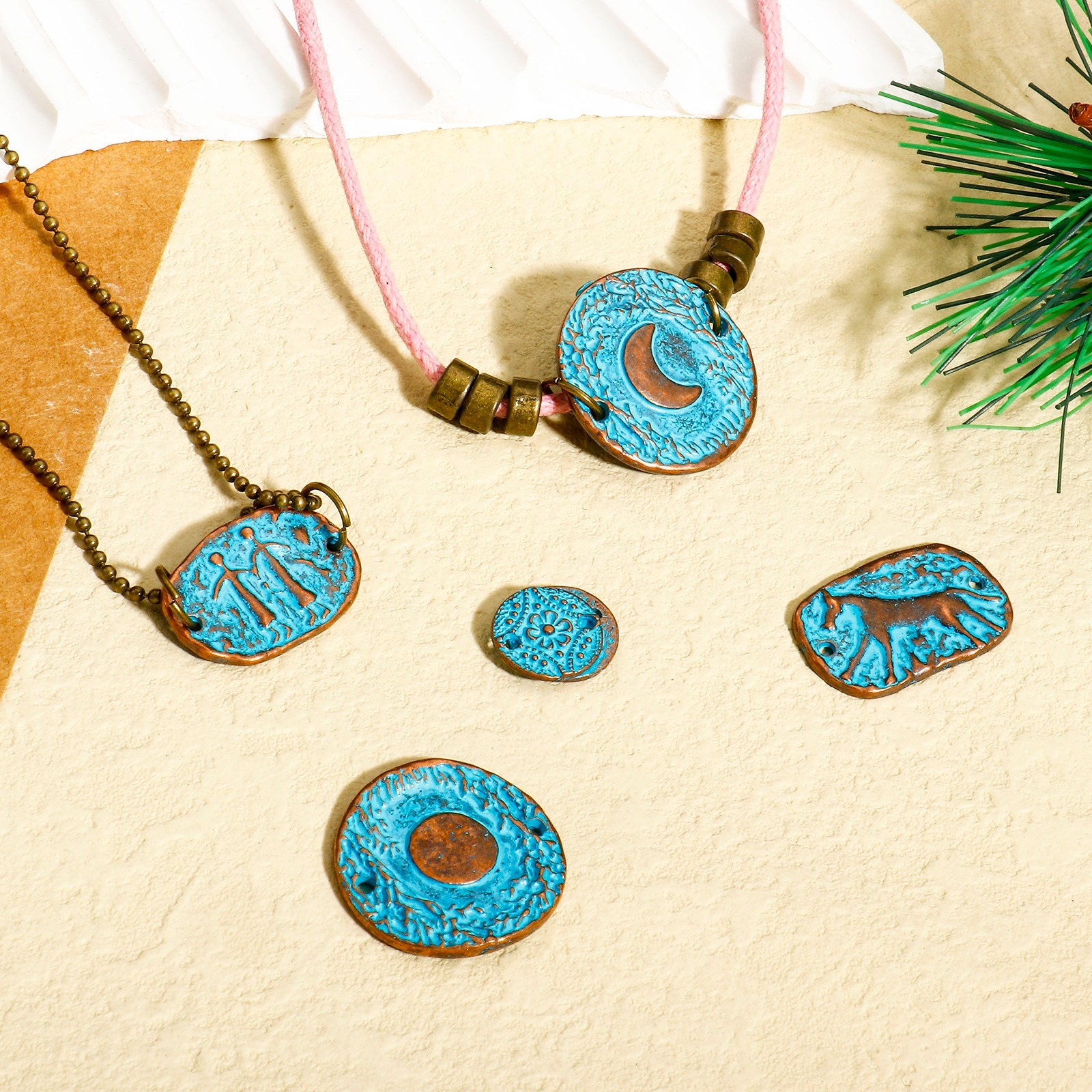 Picture of Zinc Based Alloy Connectors Charms Pendants Antique Copper Blue Patina