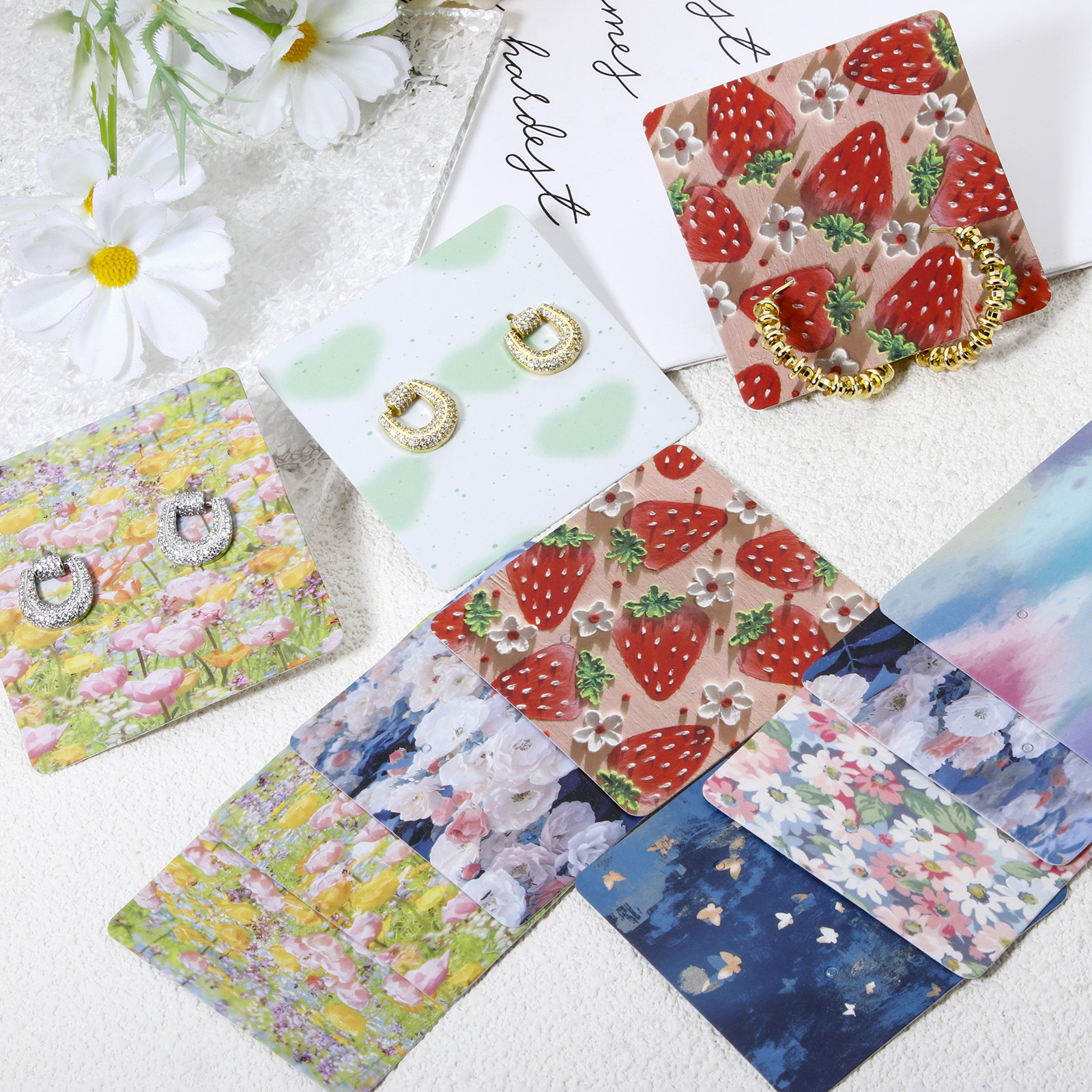 Picture of Art Paper Jewelry Earrings Display Card Multicolor Square 6cm x 6cm