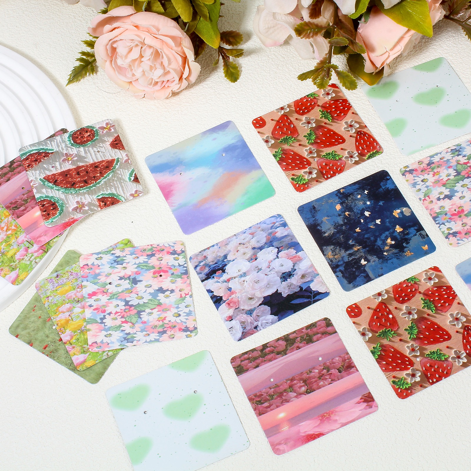Picture of Art Paper Jewelry Earrings Display Card Multicolor Square 6cm x 6cm
