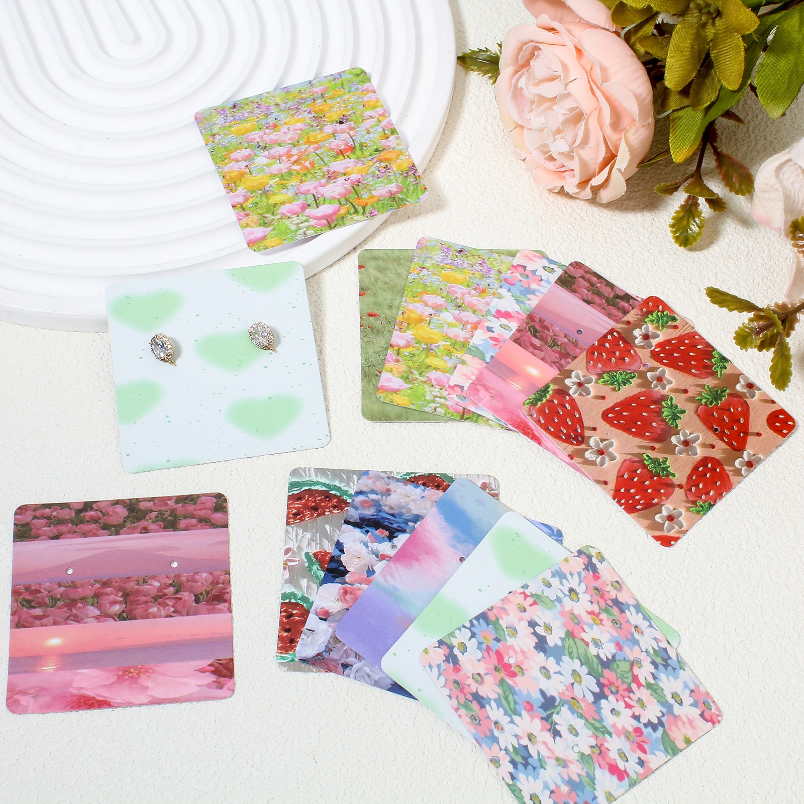 Picture of Art Paper Jewelry Earrings Display Card Multicolor Square 6cm x 6cm
