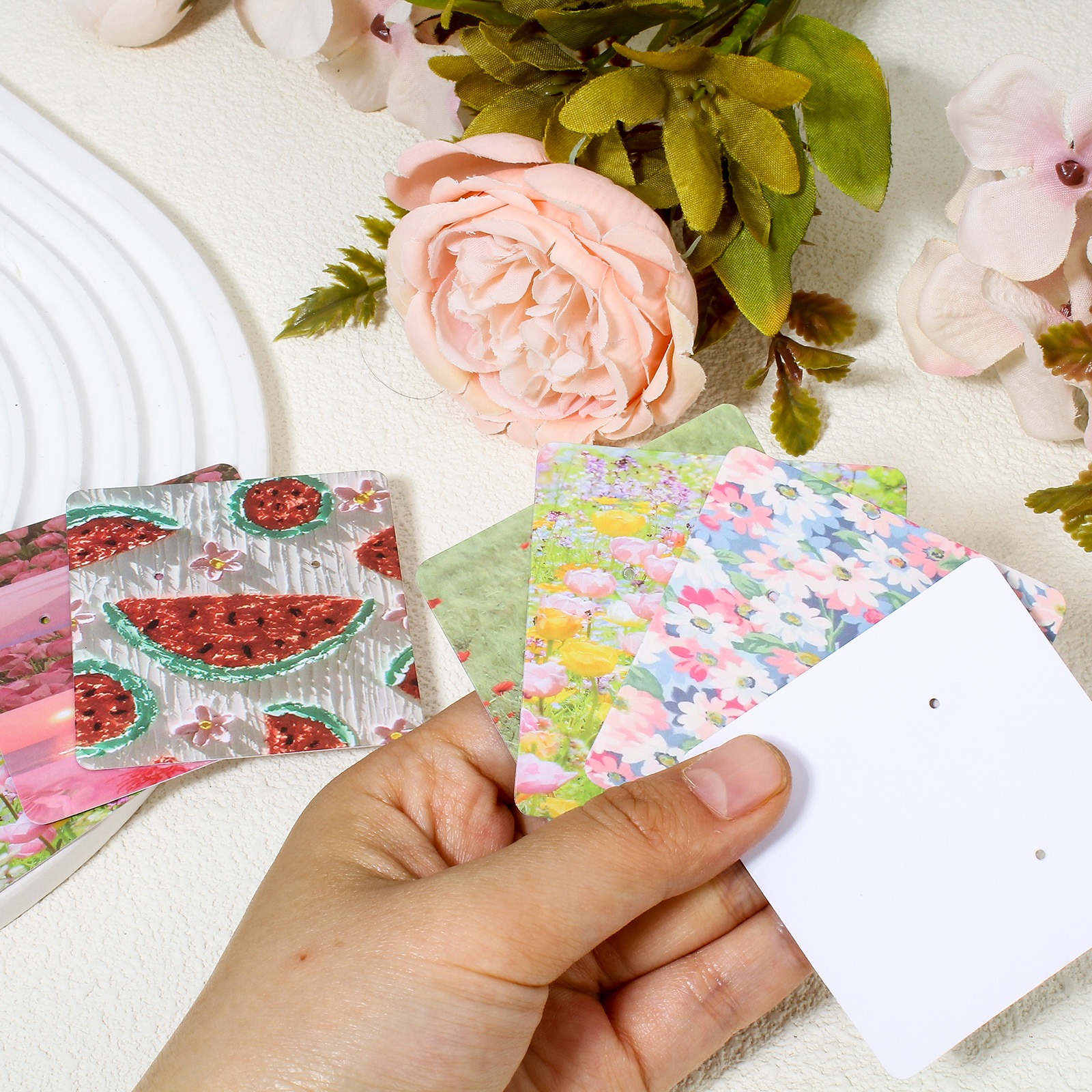 Picture of Art Paper Jewelry Earrings Display Card Multicolor Square 6cm x 6cm