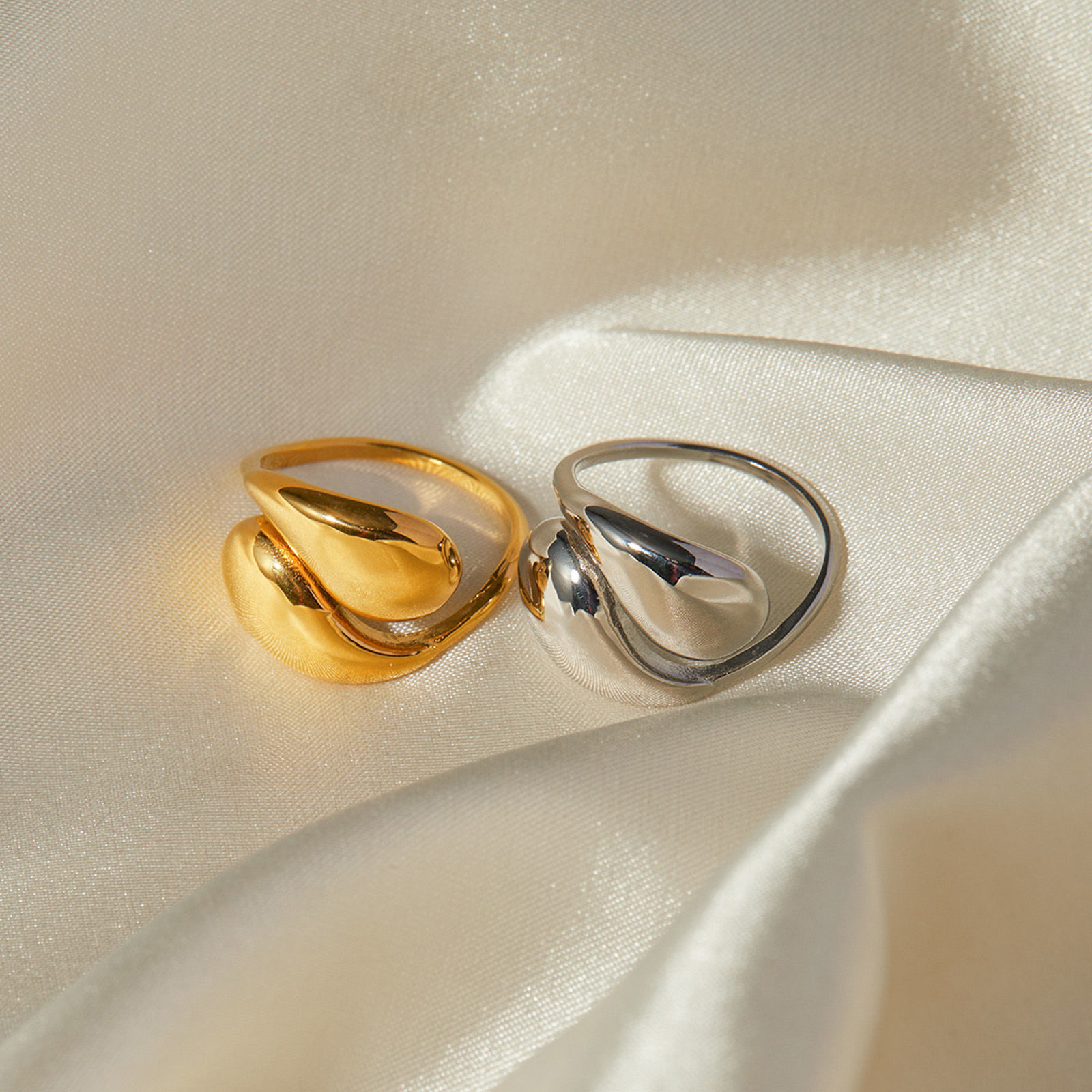 Picture of Eco-friendly Vacuum Plating Stylish Simple Multicolor 304 Stainless Steel Open Drop Rings For Women Party