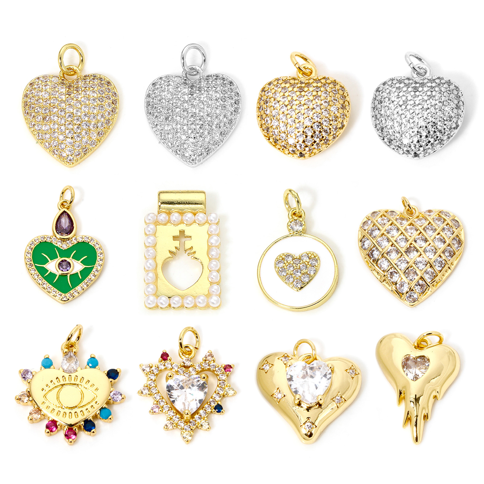 Imagen de 1 Unidad Respetuoso del Medio Ambiente Latón día de San Valentín Colgantes Charms Corazón Oro Real Chapado Mariposa