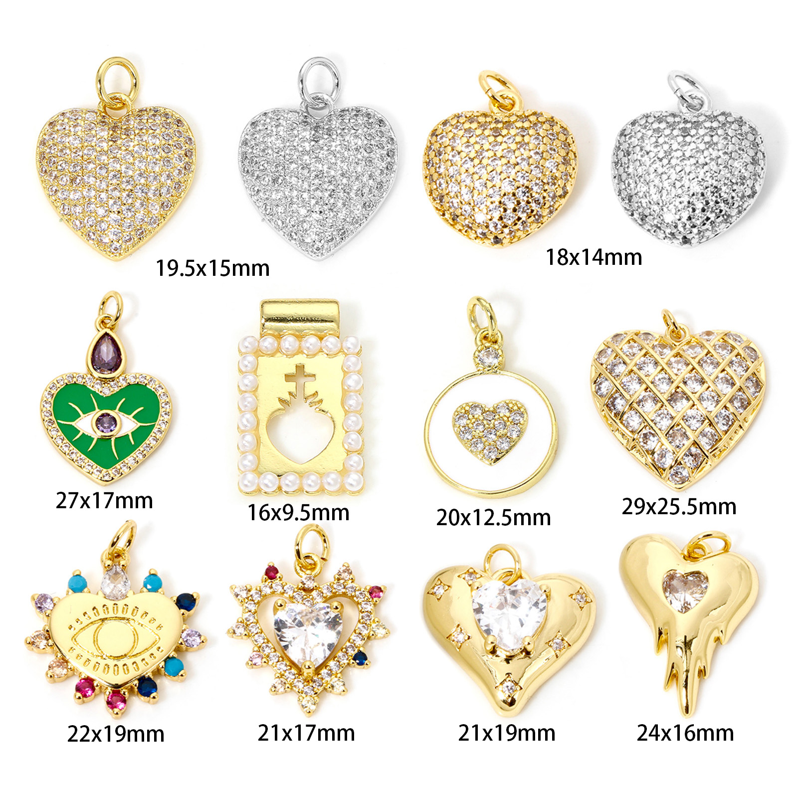 Imagen de 1 Unidad Respetuoso del Medio Ambiente Latón día de San Valentín Colgantes Charms Corazón Oro Real Chapado Mariposa