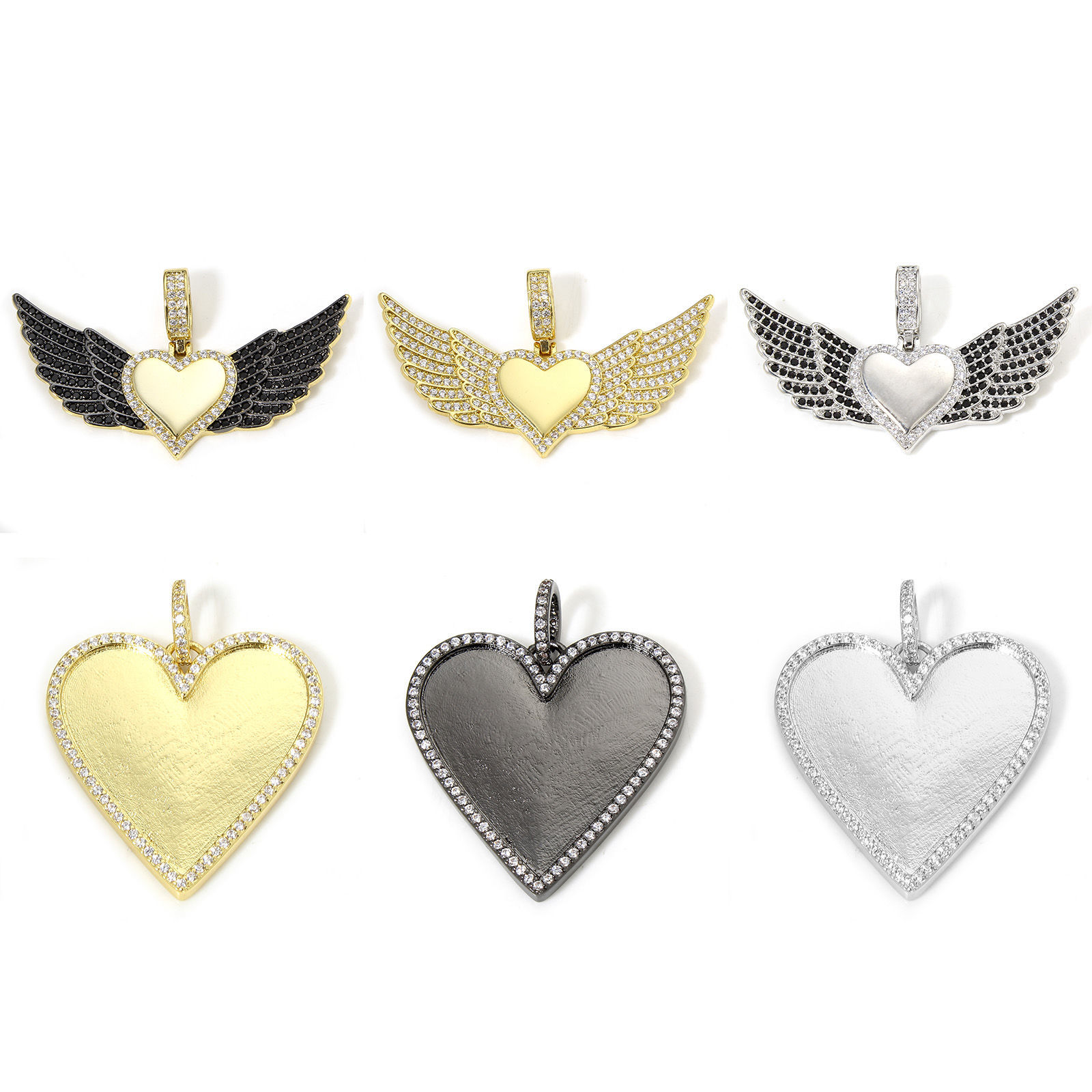 Imagen de 1 Unidad Respetuoso del Medio Ambiente Latón día de San Valentín Colgantes Multicolor Corazón Micro Pave Claro Circón Artificial