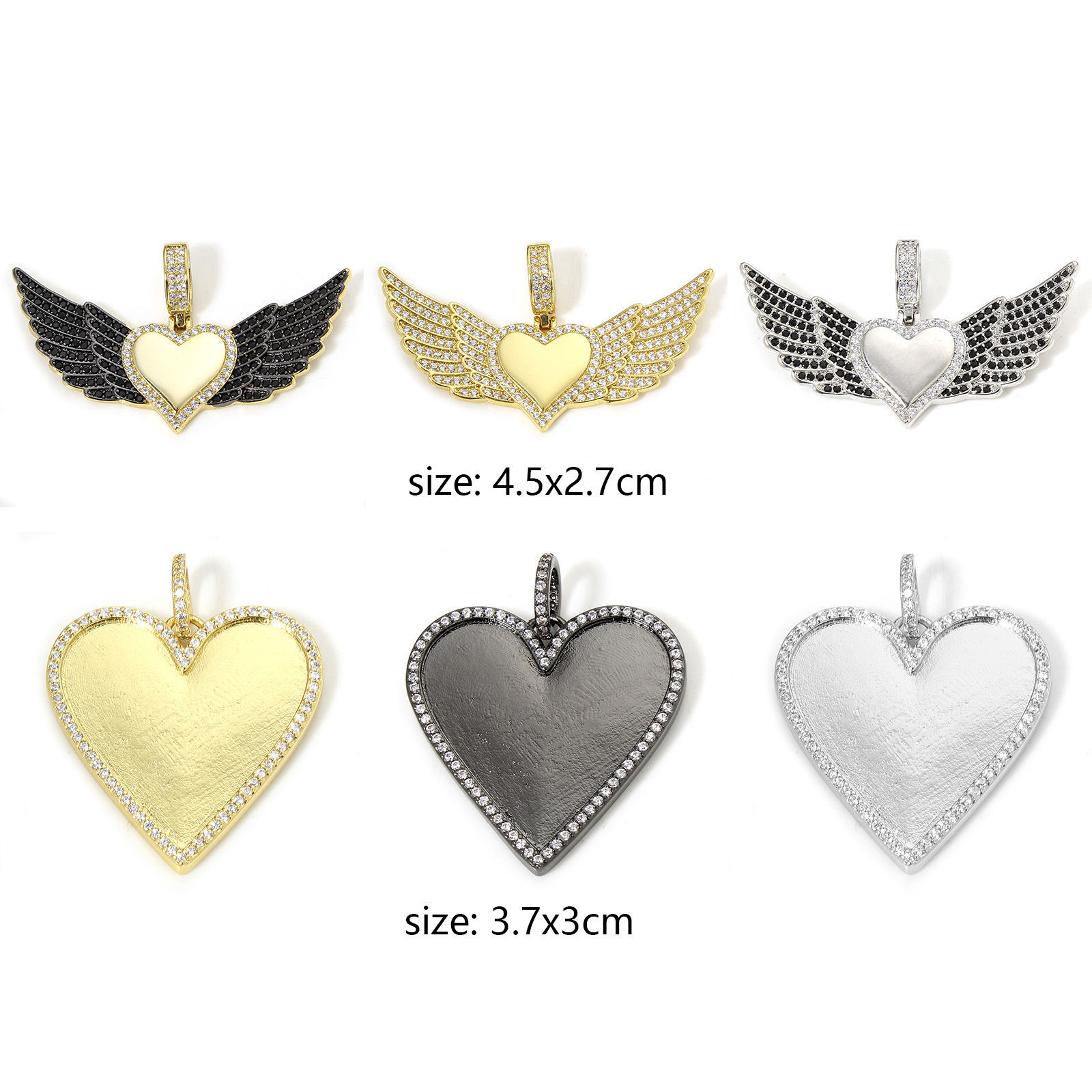 Imagen de 1 Unidad Respetuoso del Medio Ambiente Latón día de San Valentín Colgantes Multicolor Corazón Micro Pave Claro Circón Artificial