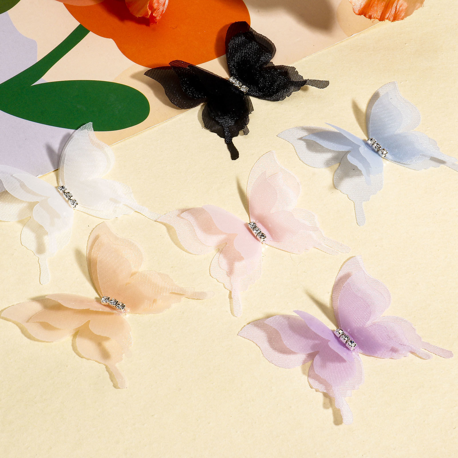 Picture of Organza Ethereal Butterfly DIY Handmade Craft Materials Accessories Multicolor 5.2cm x 5cm