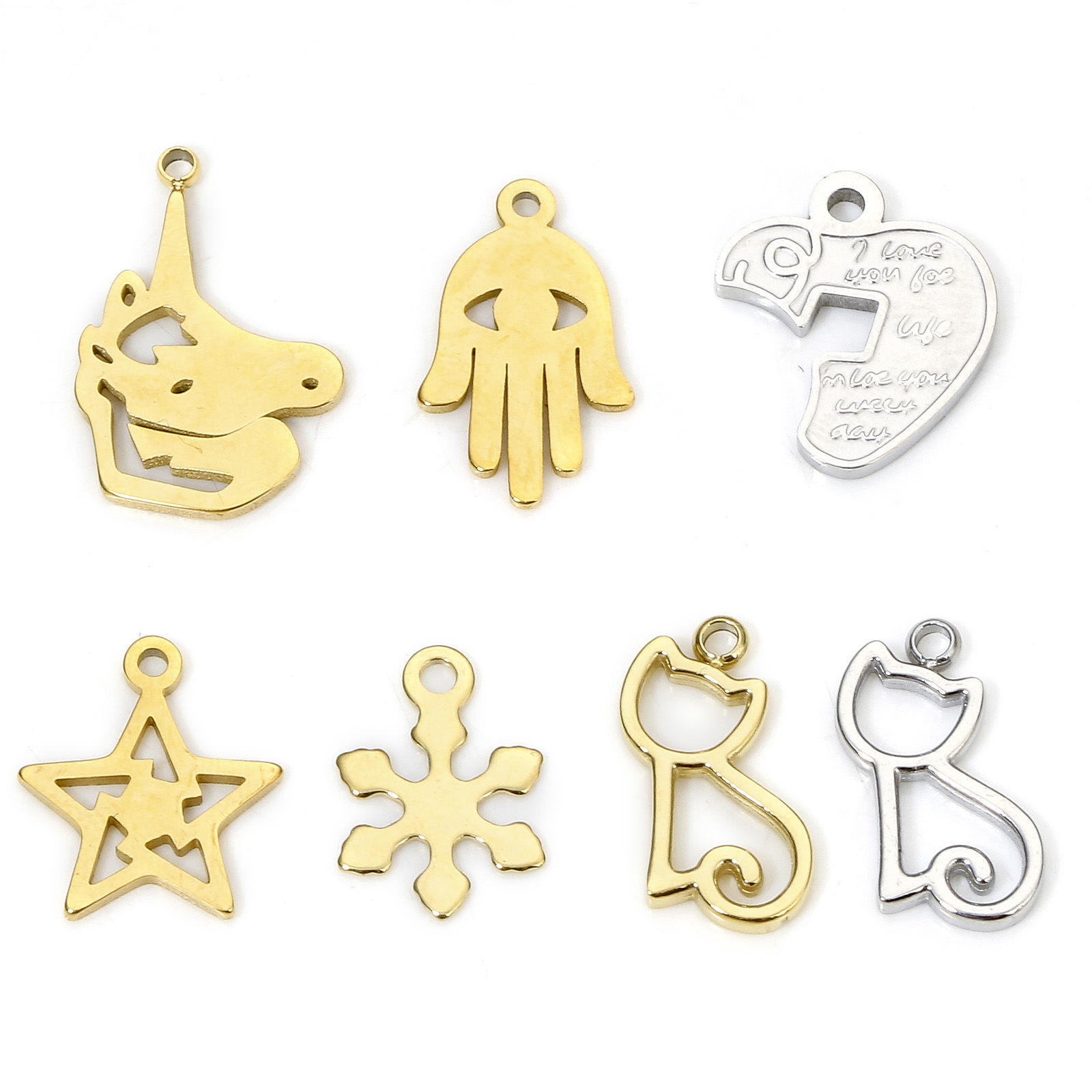 Picture of Eco-friendly Vacuum Plating 304 Stainless Steel Exquisite Charms Multicolor Snowflake