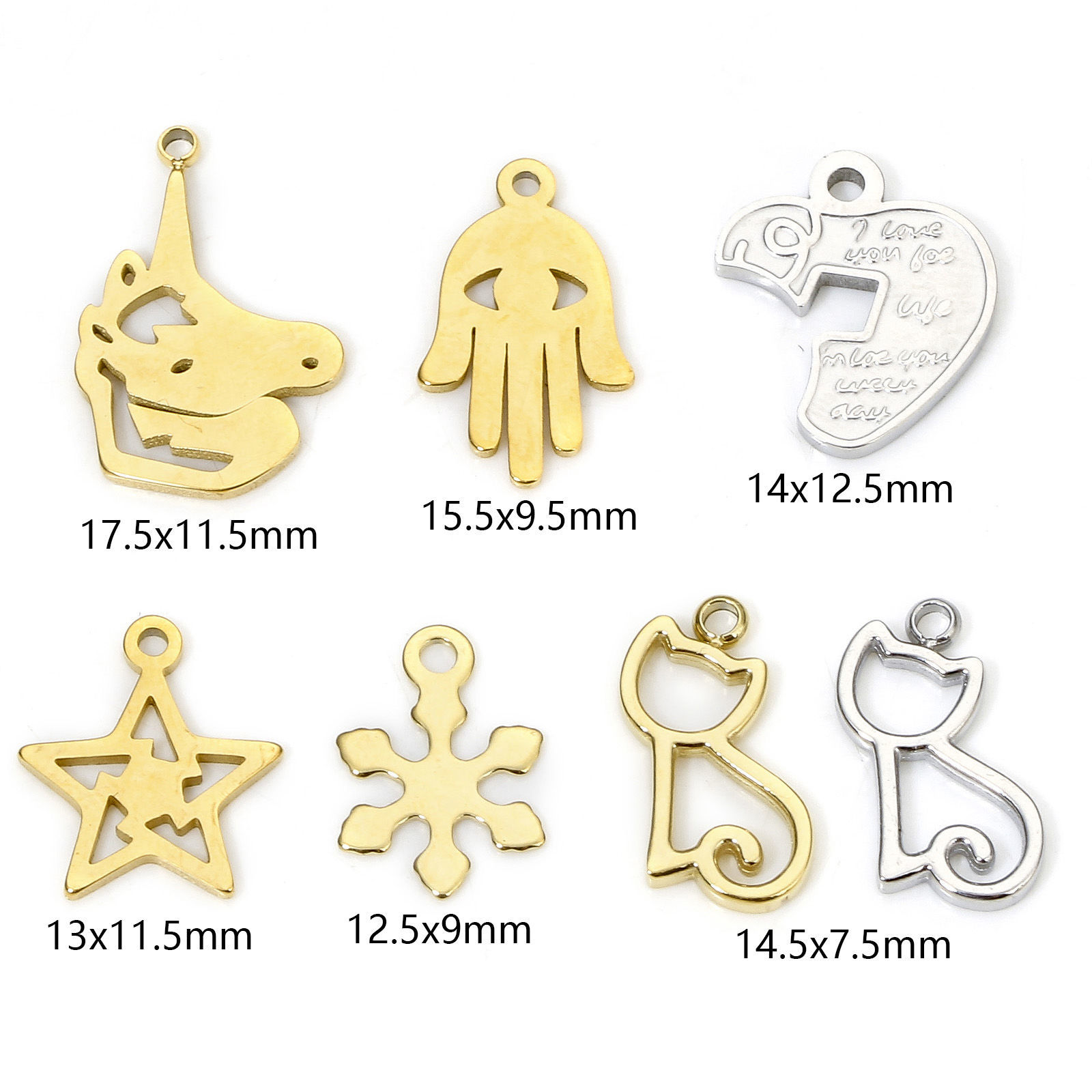 Picture of Eco-friendly Vacuum Plating 304 Stainless Steel Exquisite Charms Multicolor Snowflake
