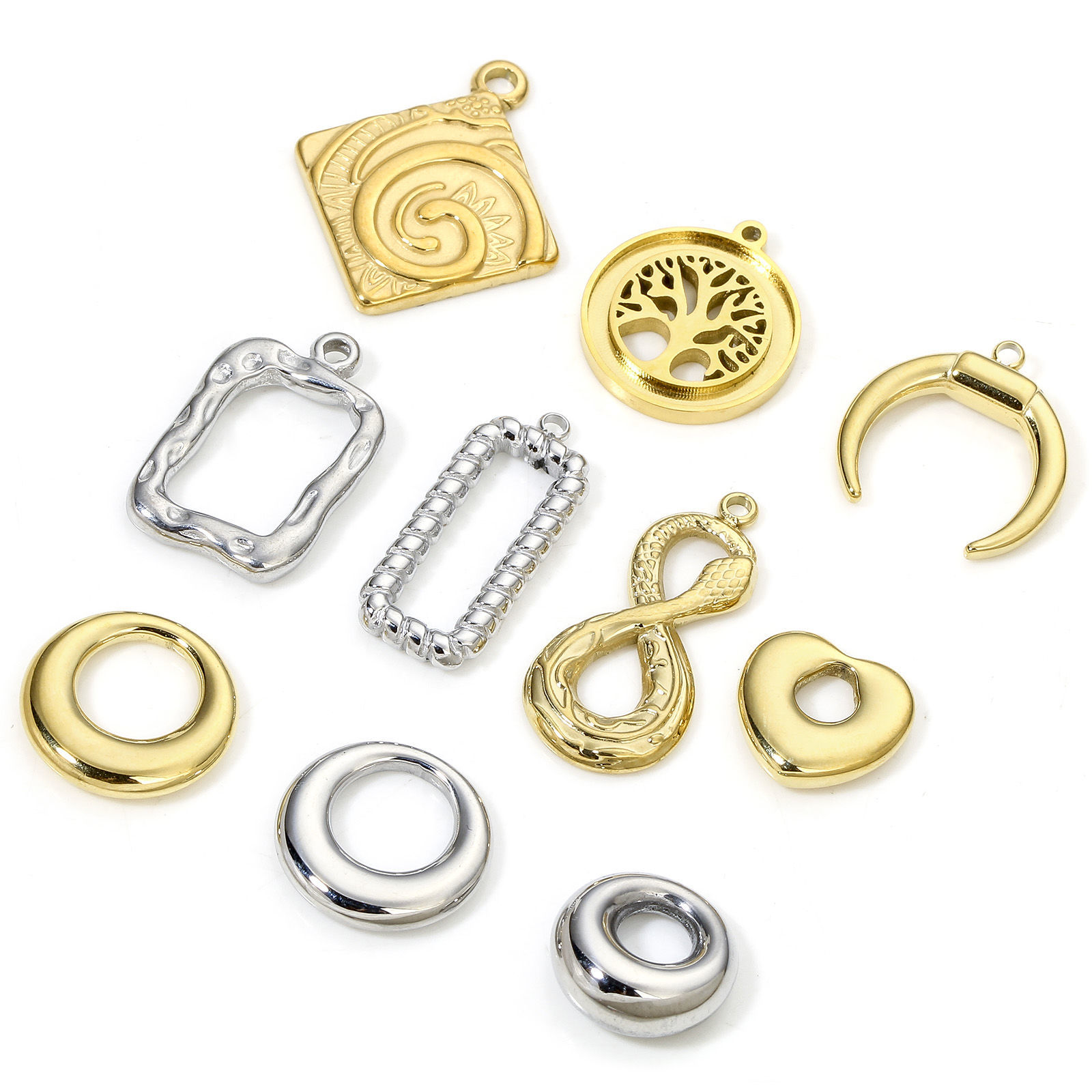 Picture of Eco-friendly Vacuum Plating 304 Stainless Steel Geometric Charms Multicolor Circle Chubby Ring Hollow