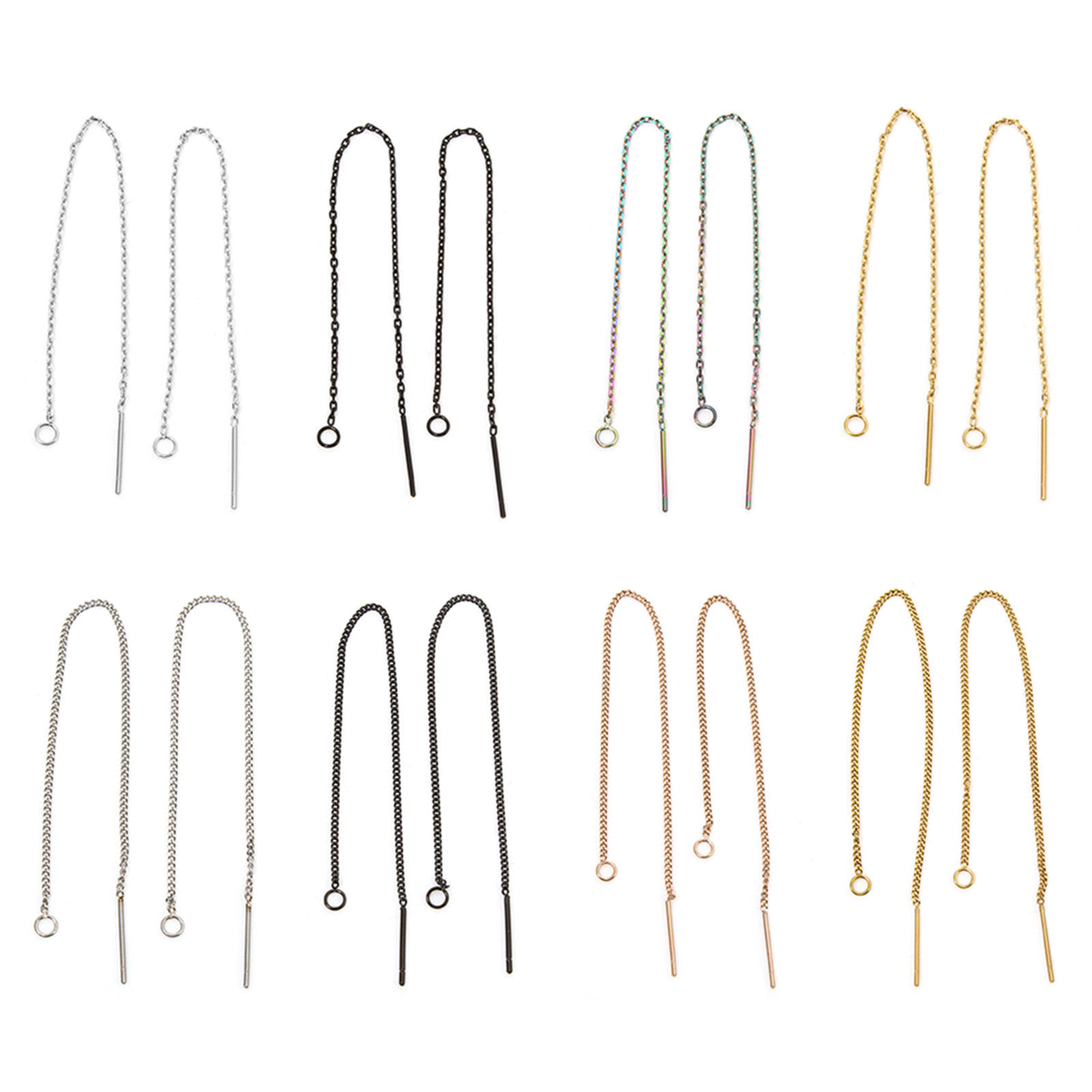 Picture of Vacuum Plating 304 Stainless Steel Ear Thread Threader Earrings With Loop 10.5cm, Post/ Wire Size: (21 gauge)
