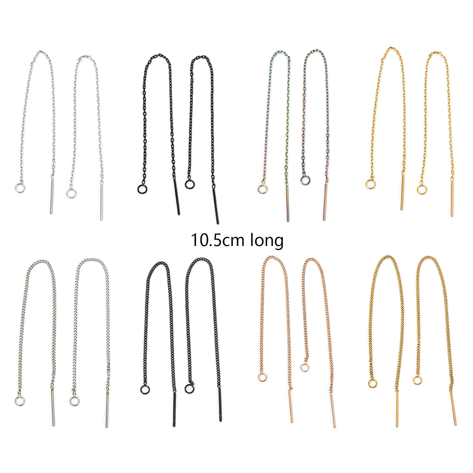 Picture of Vacuum Plating 304 Stainless Steel Ear Thread Threader Earrings With Loop 10.5cm, Post/ Wire Size: (21 gauge)