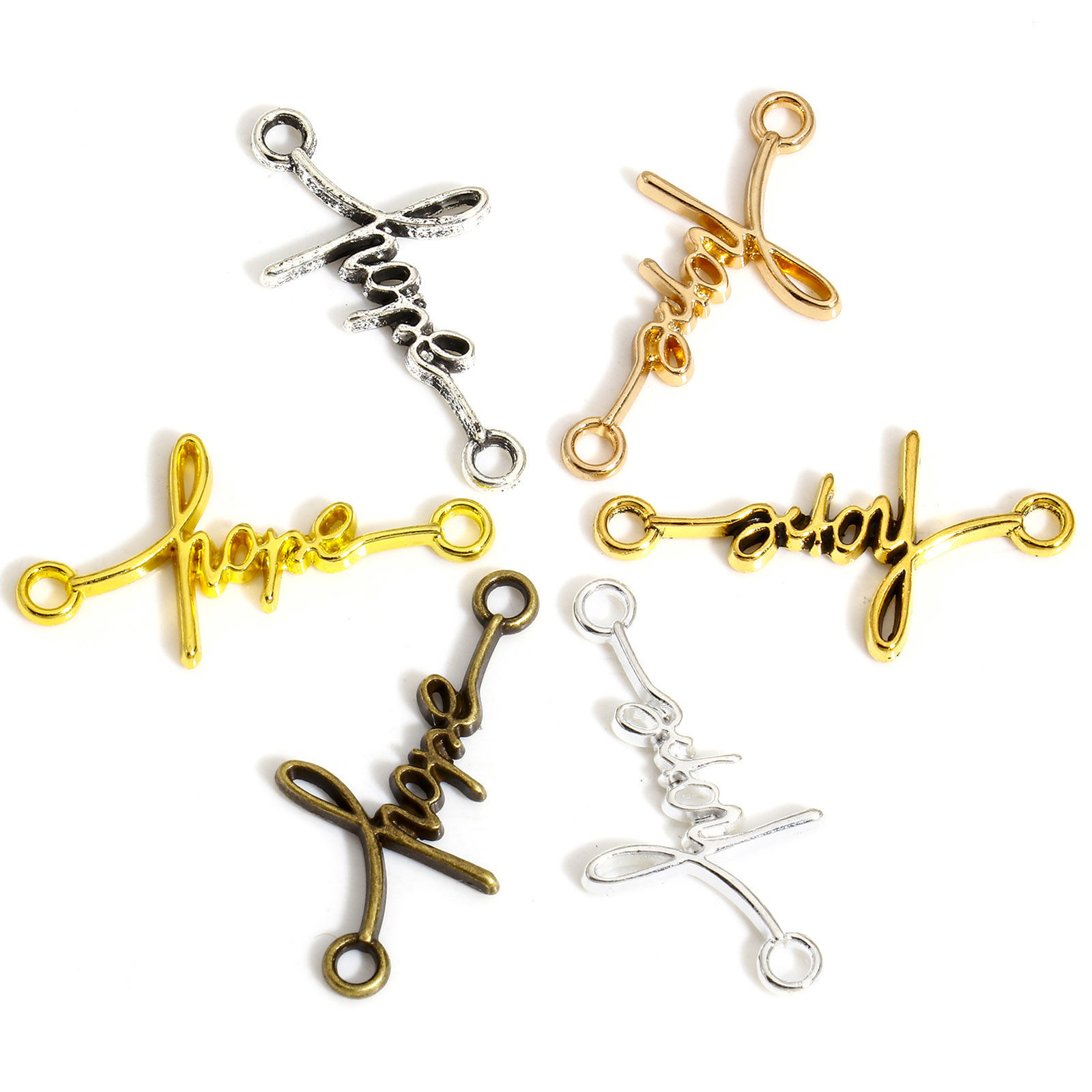 Imagen de 50 Unidades Zamak Positive Quotes Energy Conectores Dijes Colgantes Multicolor Vocabulario Inglés Mensaje " Hope " 33mm x 17mm