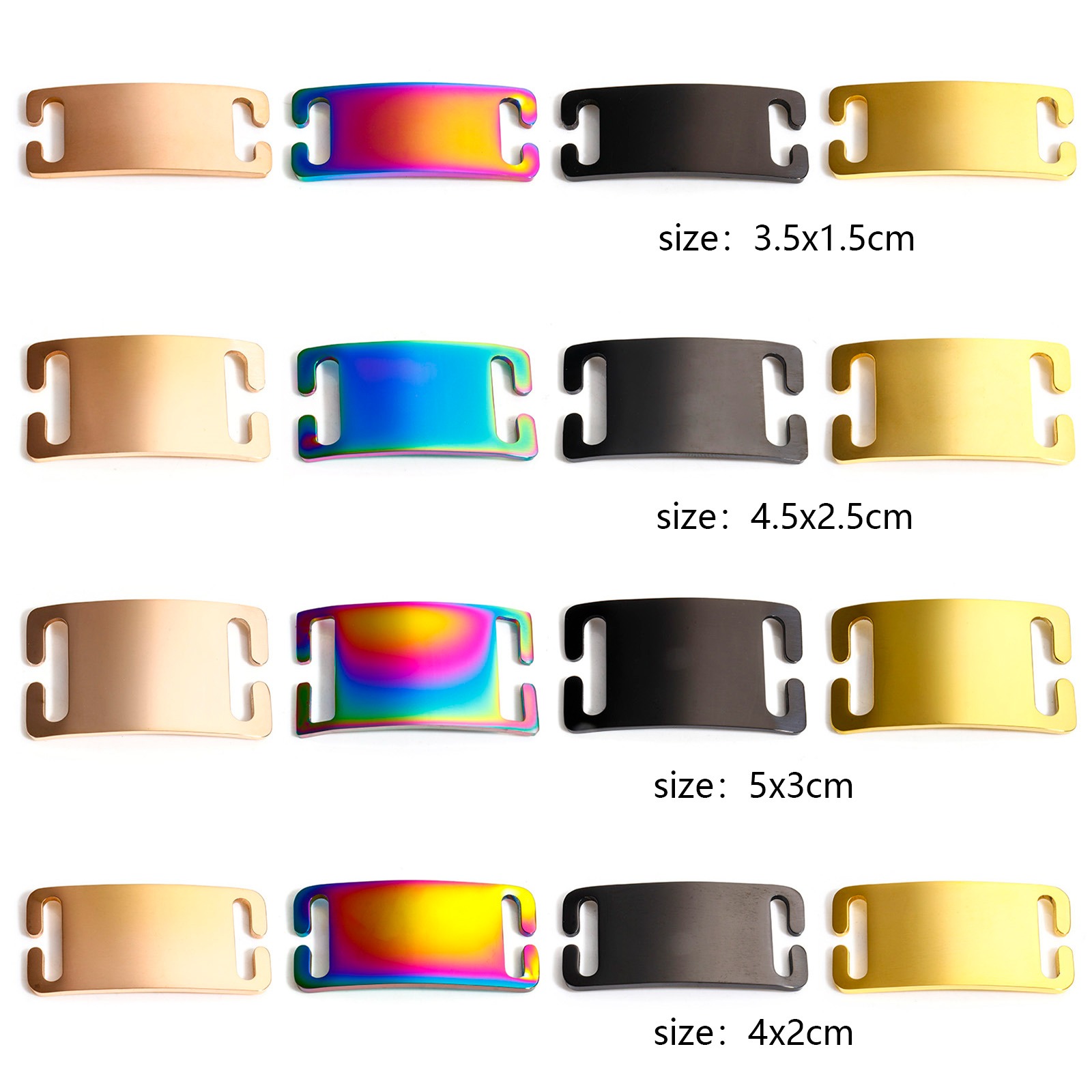 Picture of 2 PCs 304 Stainless Steel Pet ID Dog Collar Name Tag Blank Stamping Tags Connectors Charms Pendants Rectangle Mirror Polishing