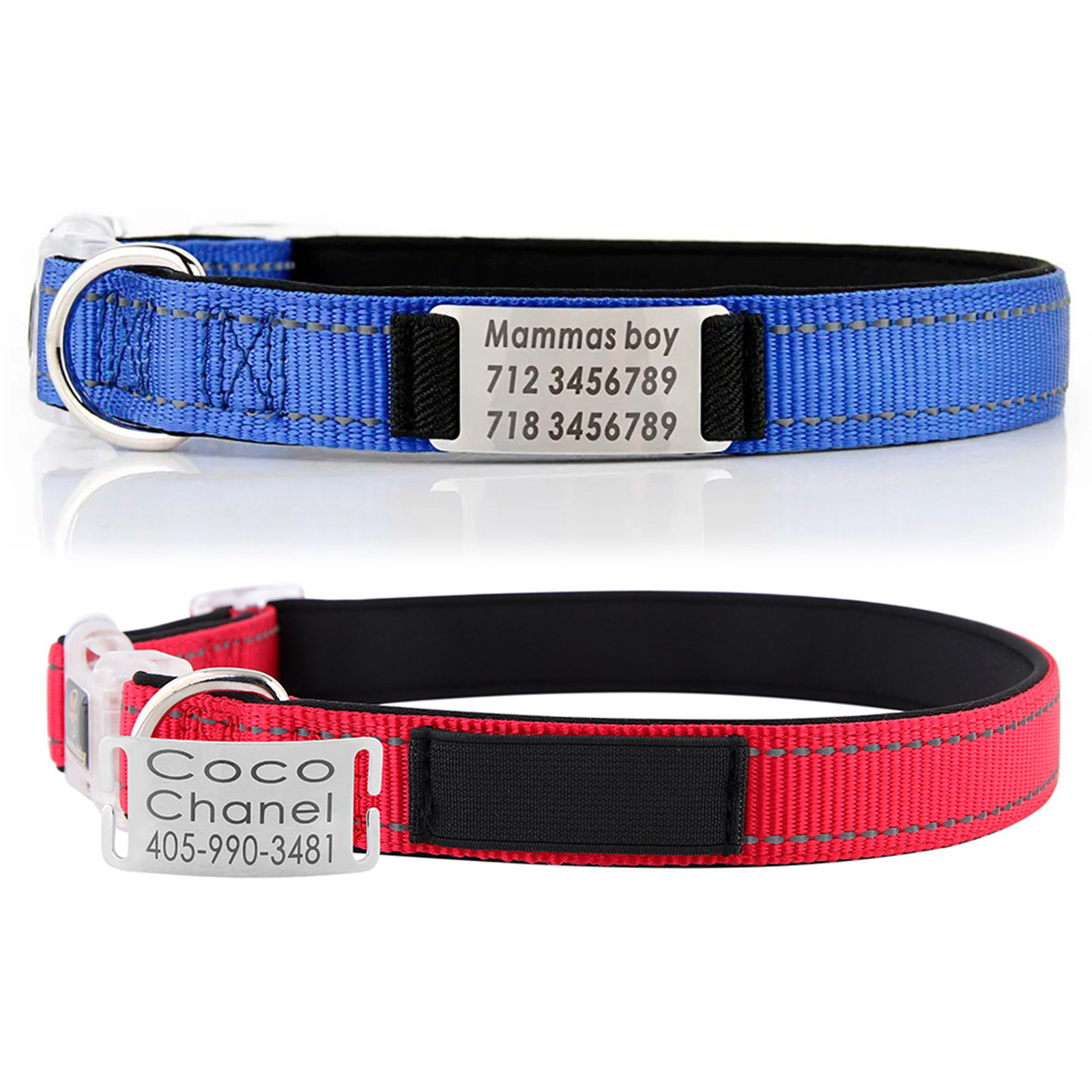 Picture of 2 PCs 304 Stainless Steel Pet ID Dog Collar Name Tag Blank Stamping Tags Connectors Charms Pendants Rectangle Mirror Polishing