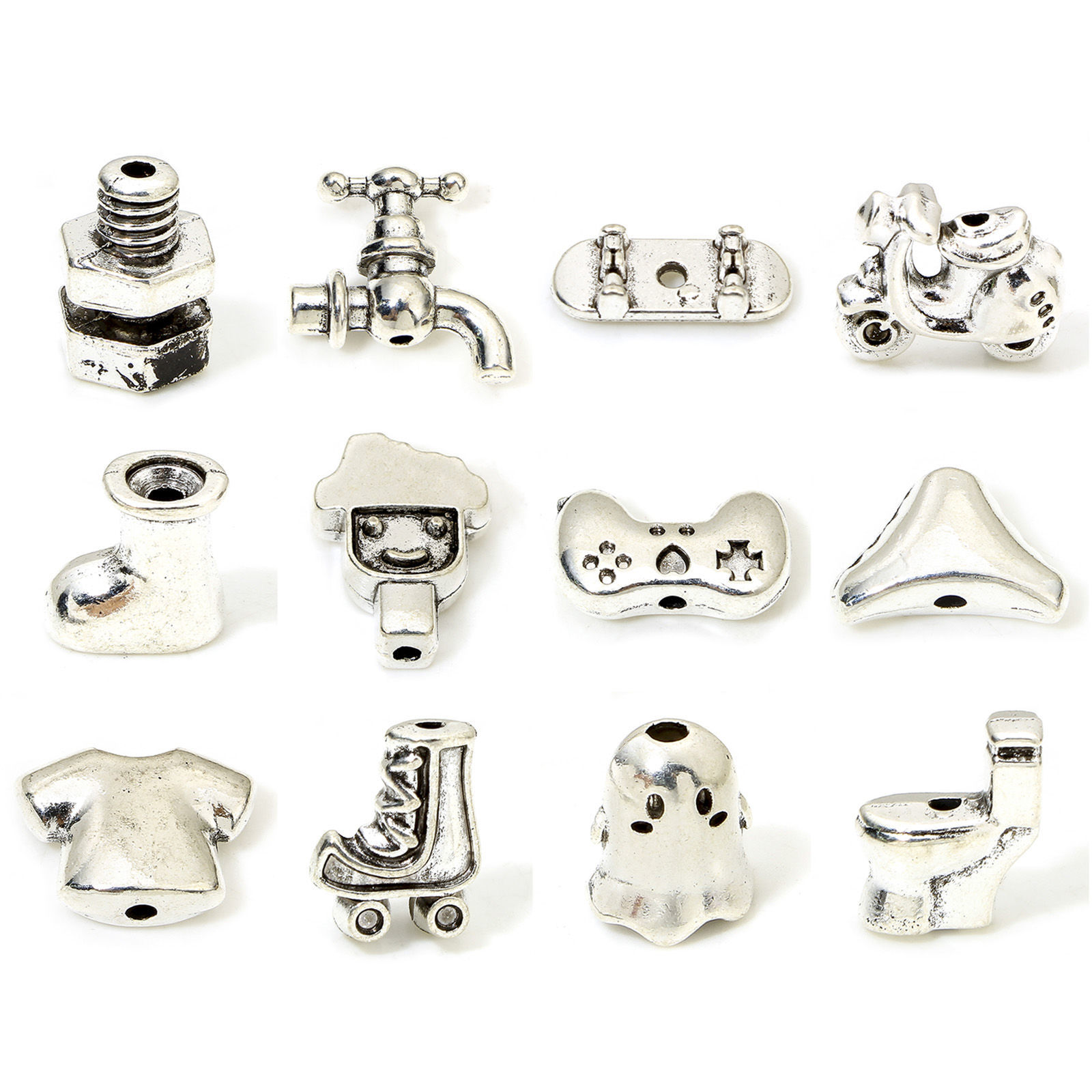 Picture of Zinc Based Alloy Spacer Beads For DIY Jewelry Making Antique Silver Color Shoes Motorcycle 3D