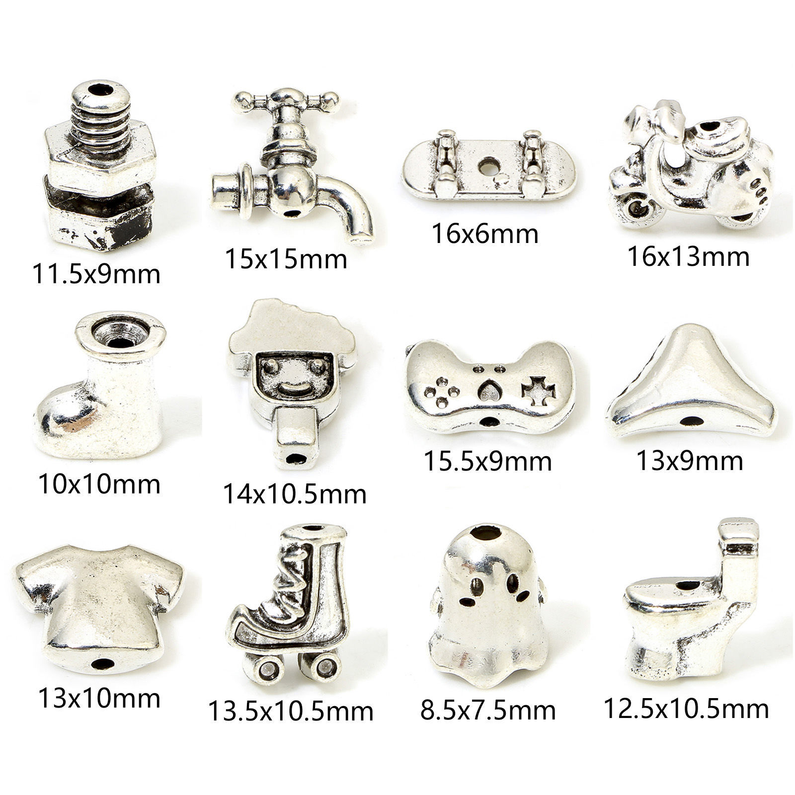 Picture of Zinc Based Alloy Spacer Beads For DIY Jewelry Making Antique Silver Color Shoes Motorcycle 3D