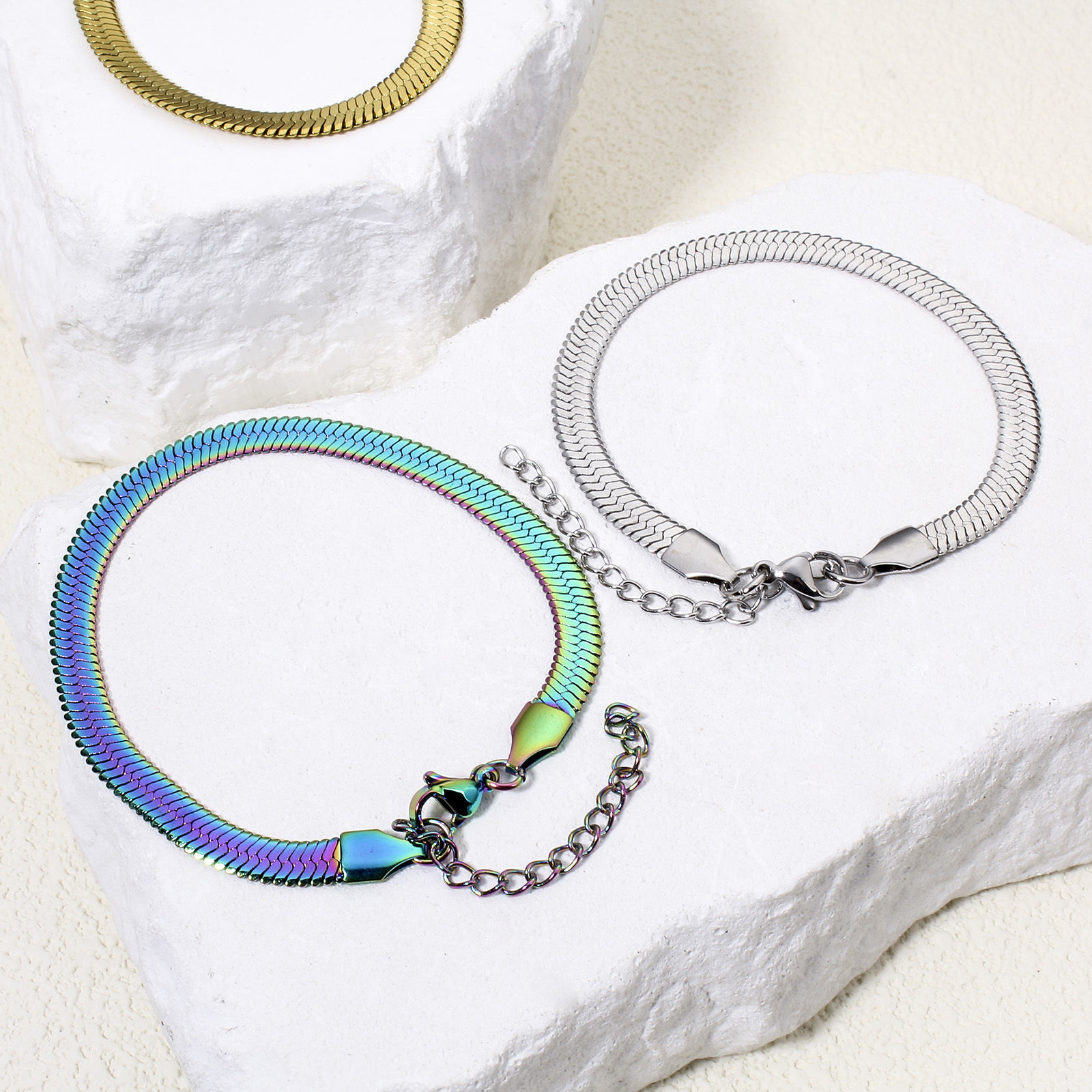 Picture of 304 Stainless Steel Snake Chain Bracelets 17cm(6 6/8") long