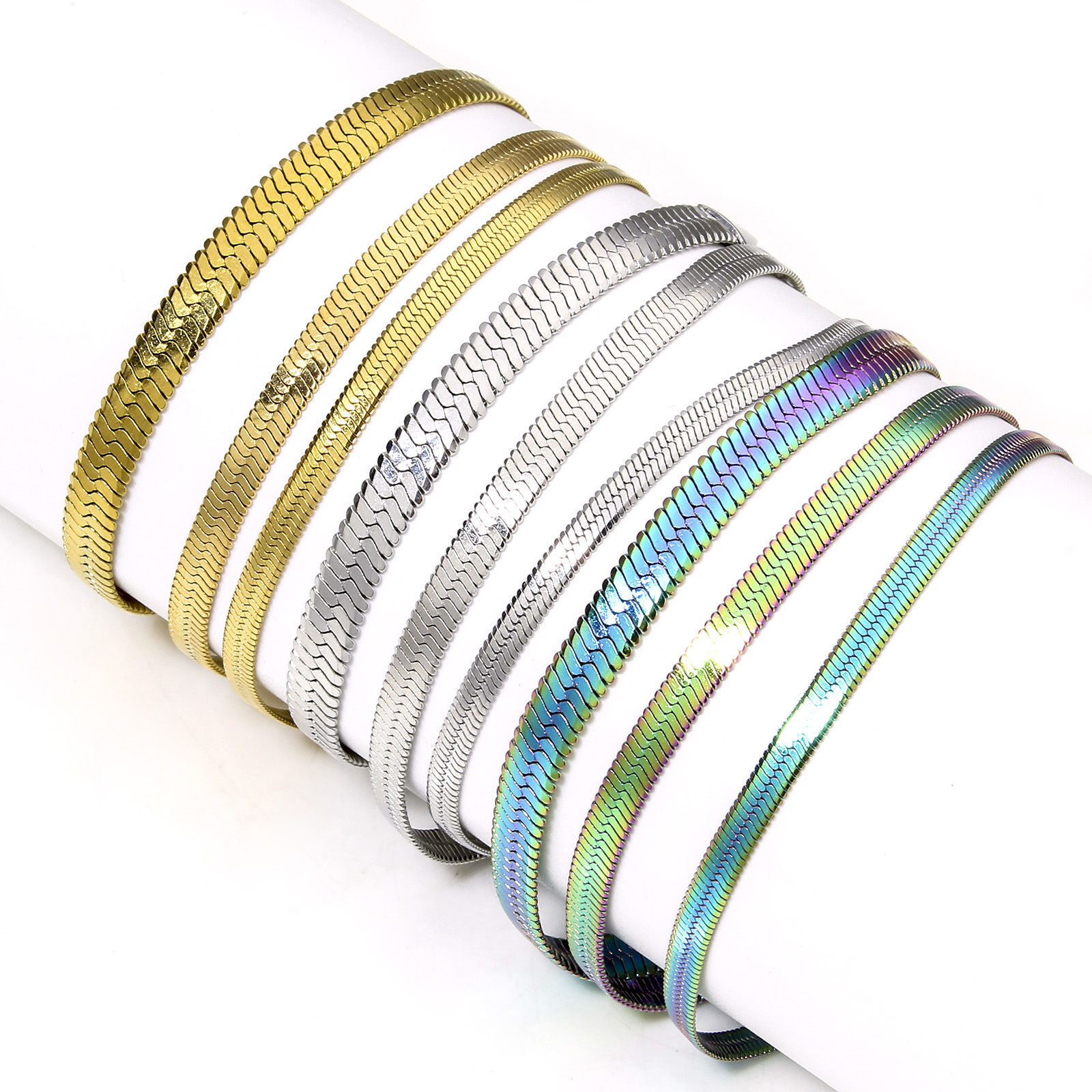 Picture of 304 Stainless Steel Snake Chain Bracelets 17cm(6 6/8") long