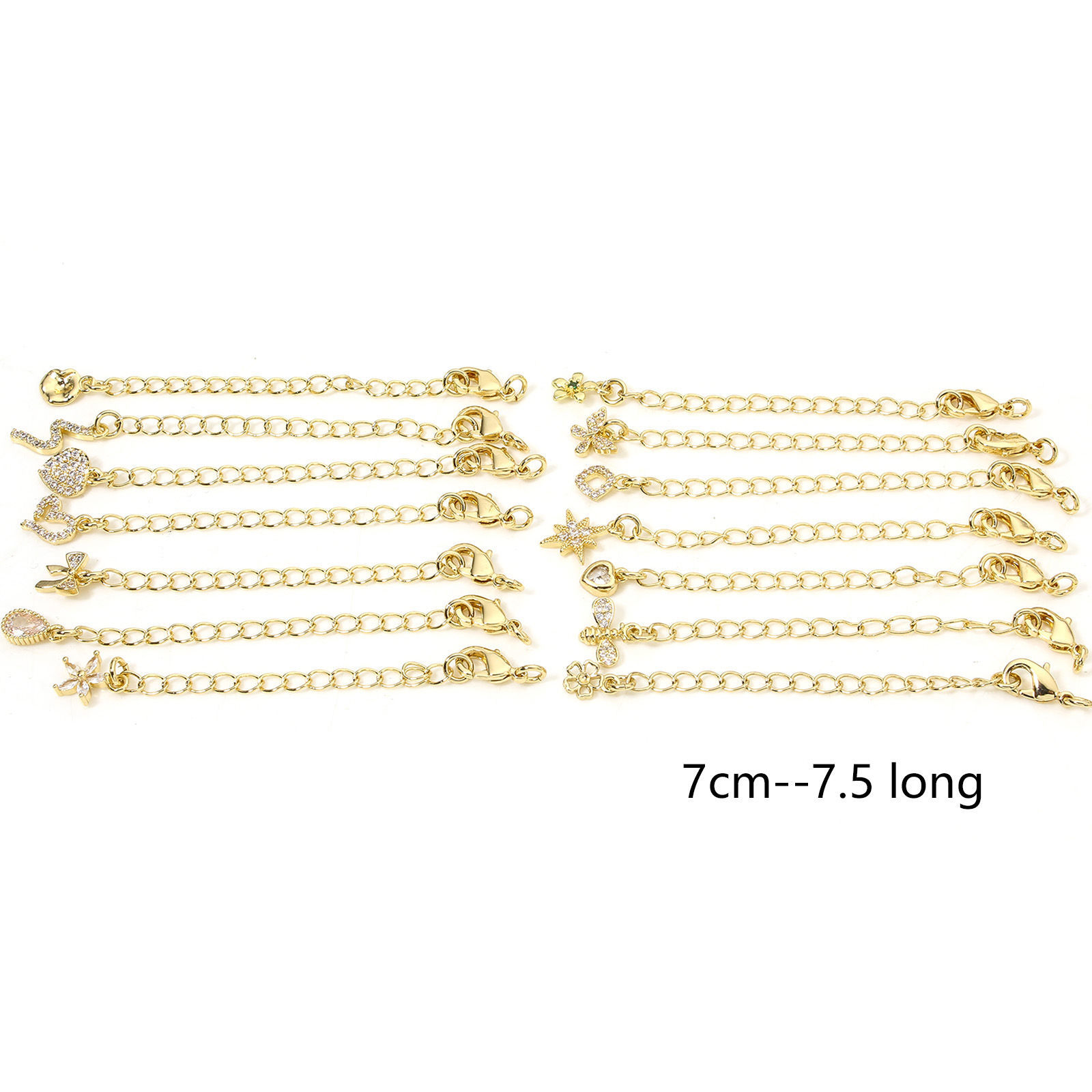 Imagen de 1 Unidad Respetuoso del Medio Ambiente Latón Excensor de Cadena 14K Oro Real Chappado Micro Pave Claro Circón Artificial 5cm longitud