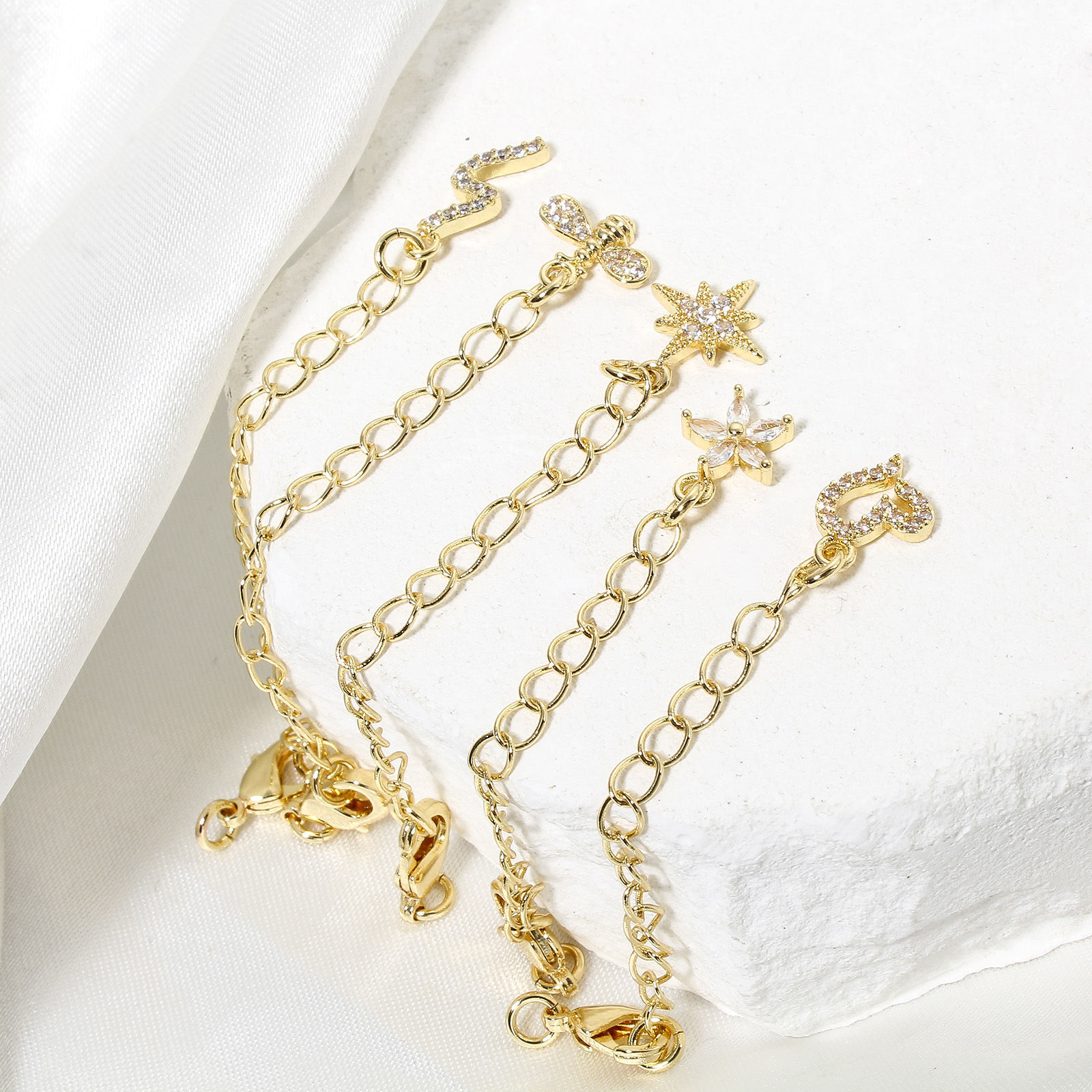 Imagen de 1 Unidad Respetuoso del Medio Ambiente Latón Excensor de Cadena 14K Oro Real Chappado Micro Pave Claro Circón Artificial 5cm longitud