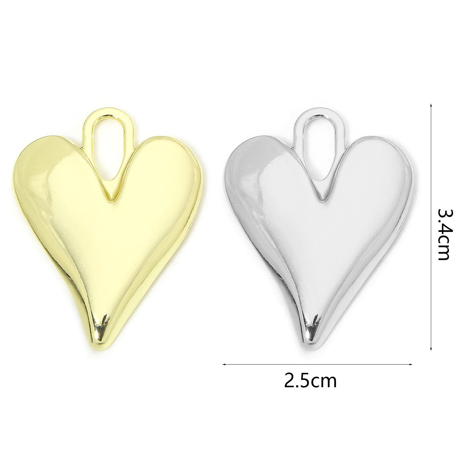 Immagine di 5 Pz Lega di Zinco San Valentino Ciondoli Pendenti Multicolore Cuore Liscio 3.4cm x 2.5cm