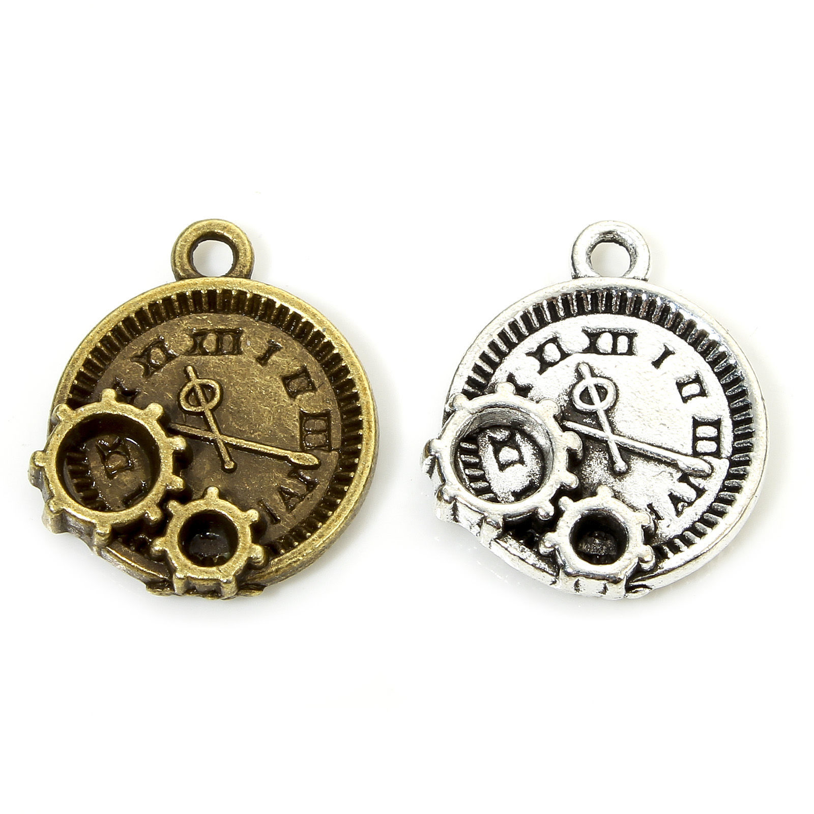 Picture of Zinc Based Alloy Steampunk Charms Multicolor Clock Gear 16mm x 14mm