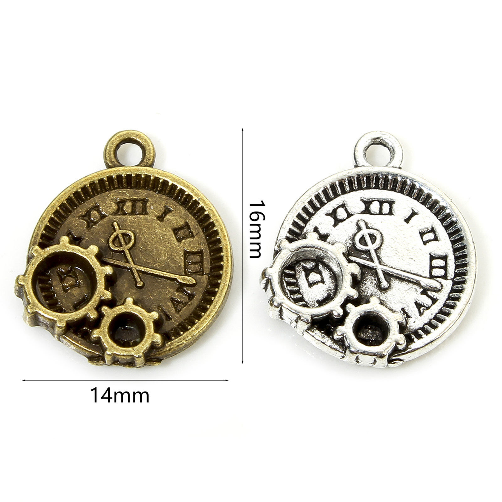 Picture of Zinc Based Alloy Steampunk Charms Multicolor Clock Gear 16mm x 14mm