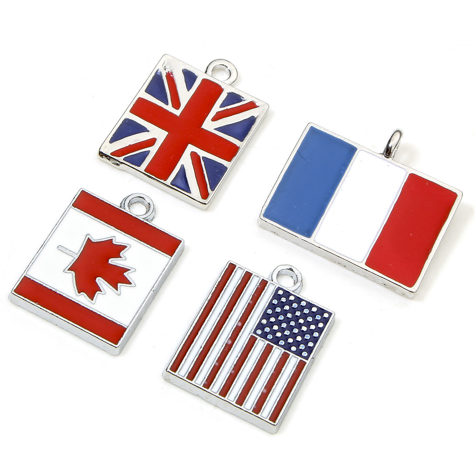 Picture of Zinc Based Alloy Sport Charms Silver Tone Multicolor National Flag Enamel