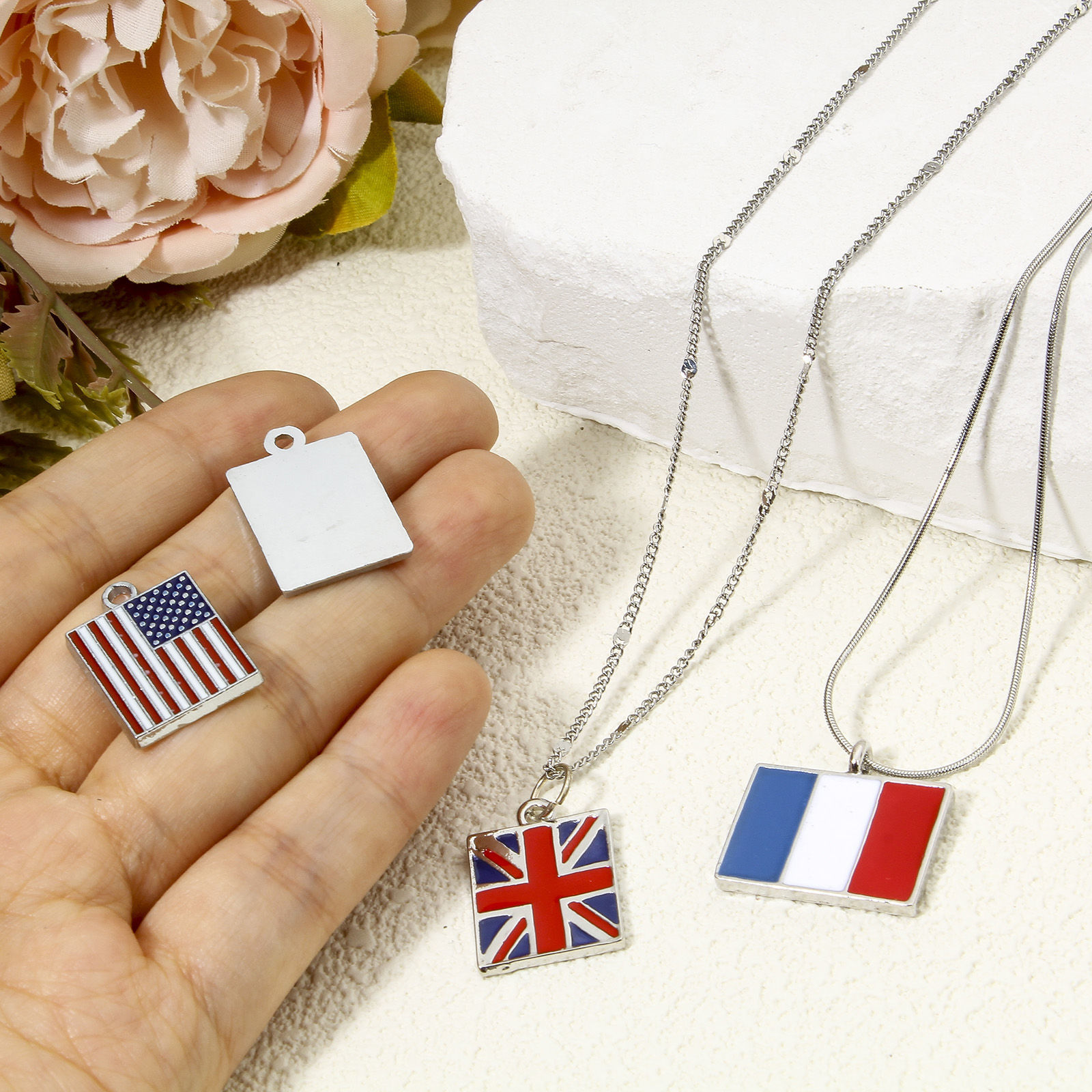Picture of Zinc Based Alloy Sport Charms Silver Tone Multicolor National Flag Enamel
