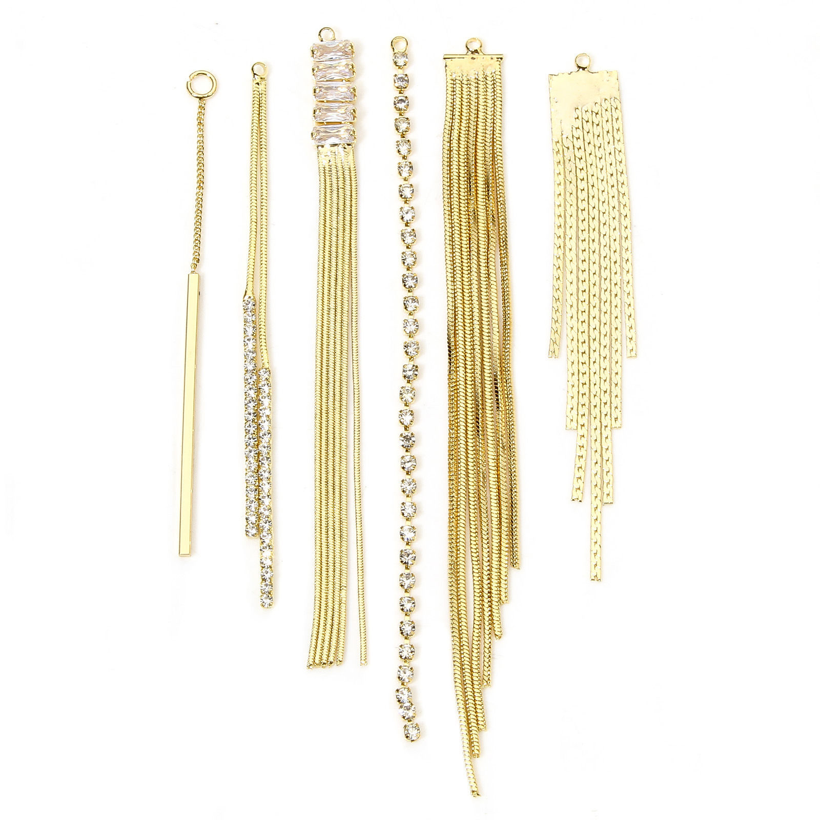 Image de 2 Pcs Pendentifs en Laiton Franges Pompons Glands Plaqué Or 18K