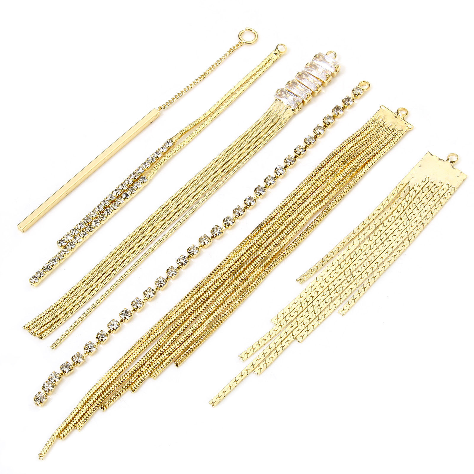 Image de 2 Pcs Pendentifs en Laiton Franges Pompons Glands Plaqué Or 18K