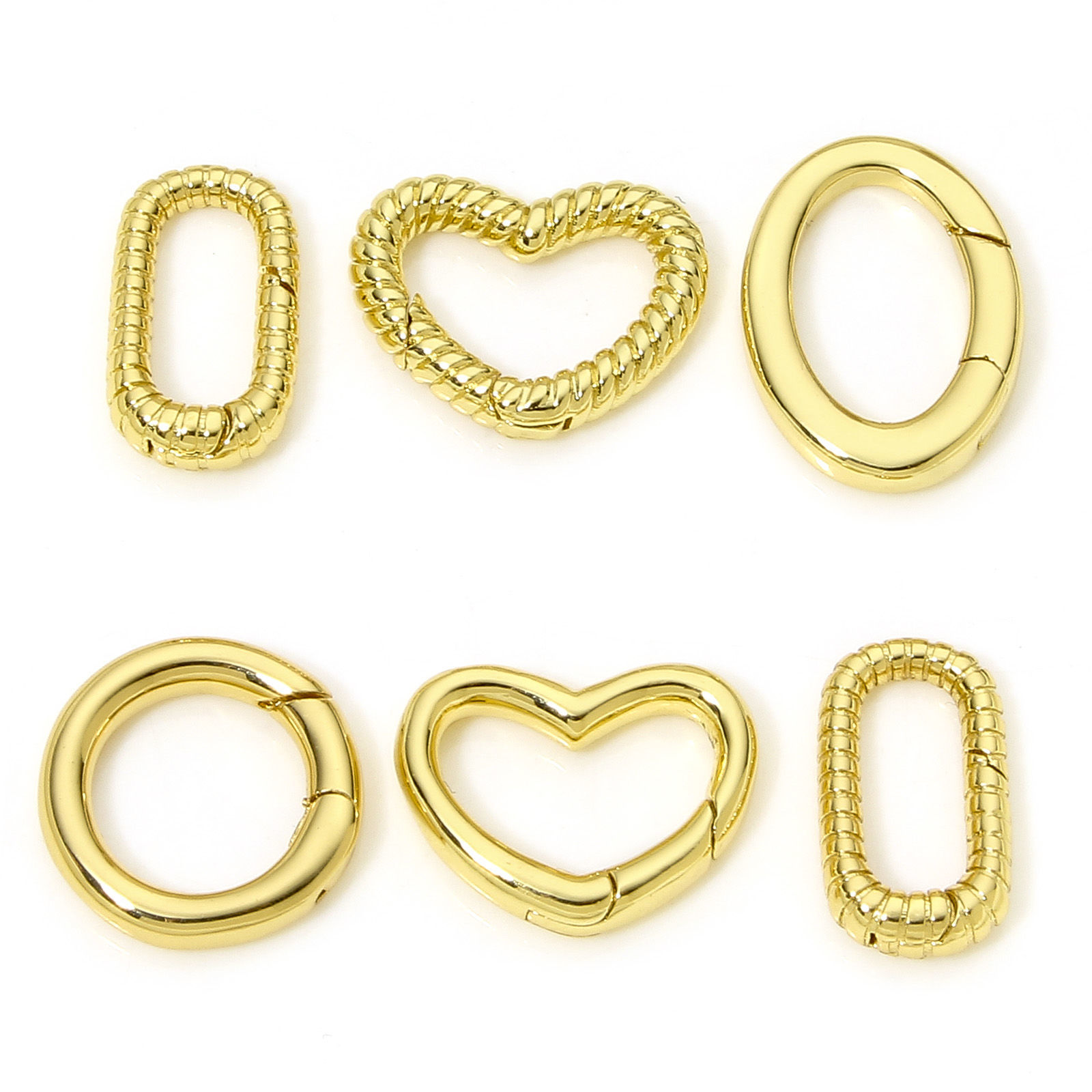 Imagen de 1 Unidad Respetuoso del Medio Ambiente Latón Bolt Spring Ring Clasp Trenzado Rectángulo 18K Oro lleno