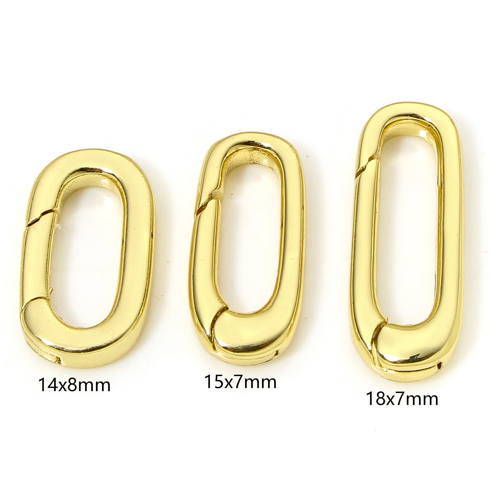 Picture of Eco-friendly Brass Bolt Spring Ring Clasps Oval 18K Real Gold Plated