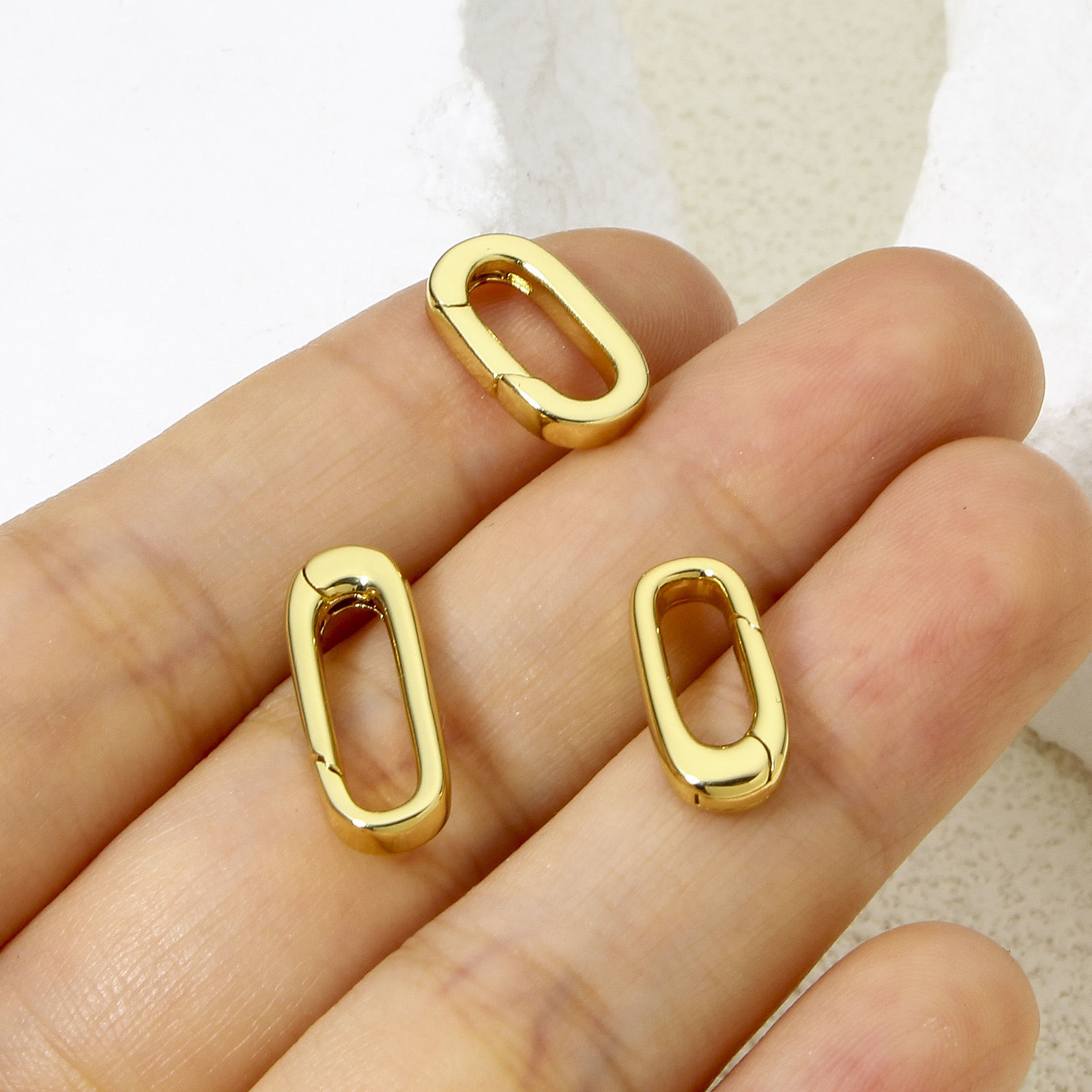 Picture of Eco-friendly Brass Bolt Spring Ring Clasps Oval 18K Real Gold Plated