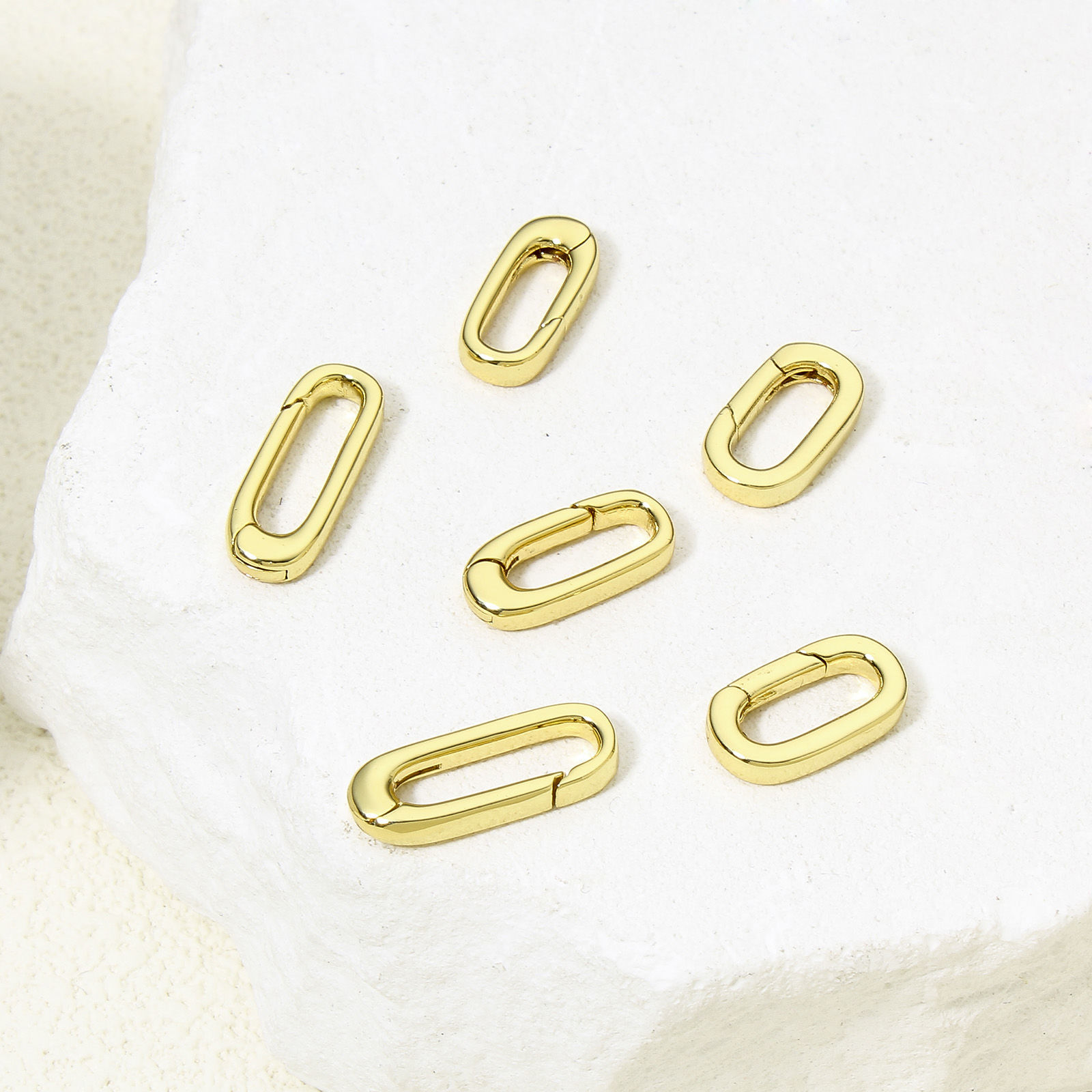 Picture of Eco-friendly Brass Bolt Spring Ring Clasps Oval 18K Real Gold Plated
