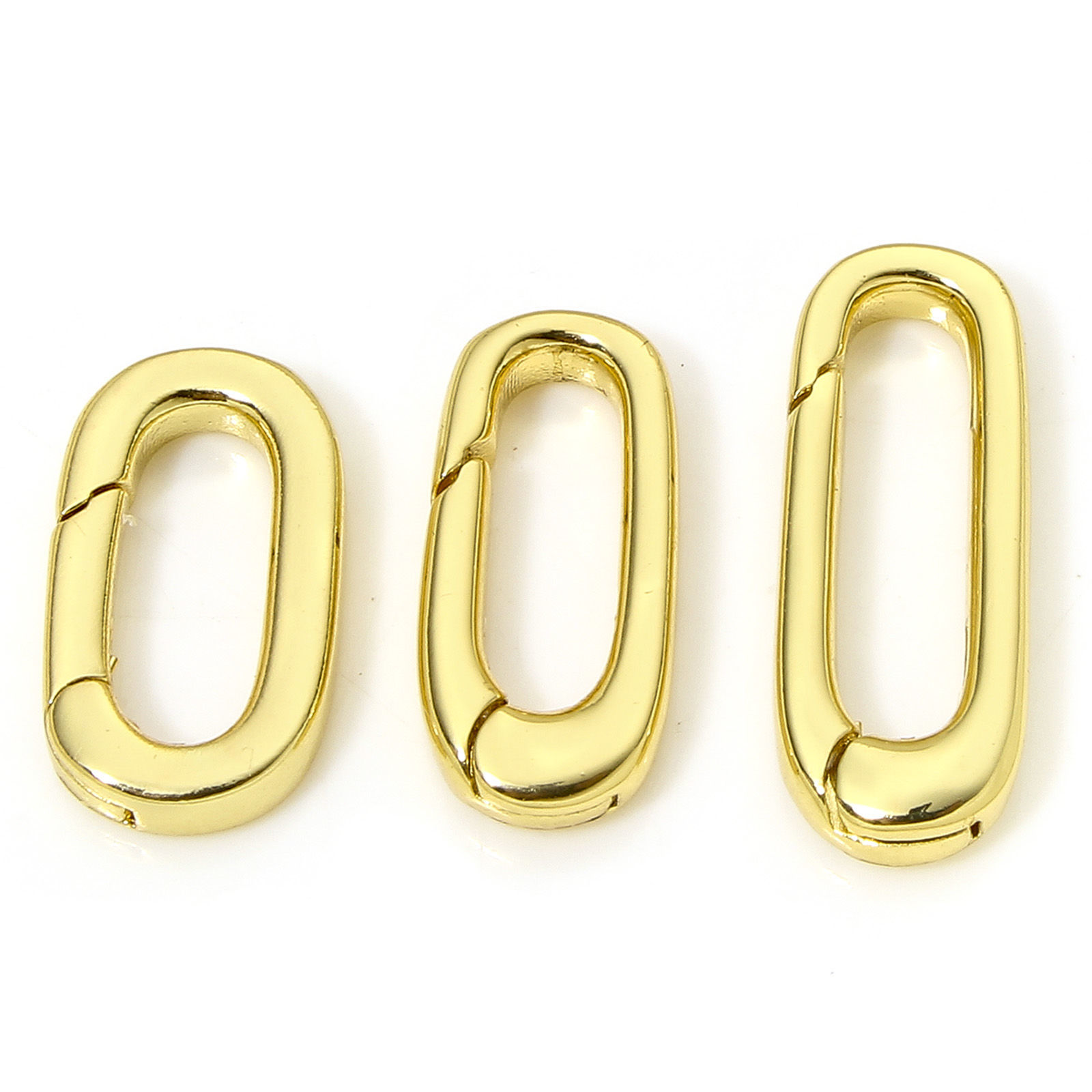 Picture of Eco-friendly Brass Bolt Spring Ring Clasps Oval 18K Real Gold Plated