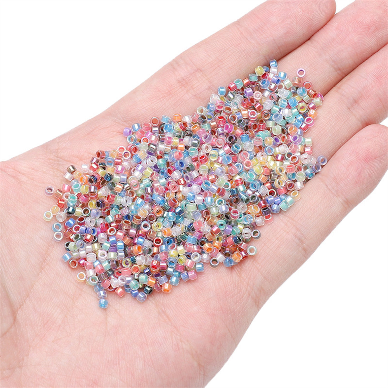 Picture of 10 Grams (Approx 70 PCs/Gram) Glass Seed Beads Round Bugle Multicolor Pearlized About 2.5mm Dia.