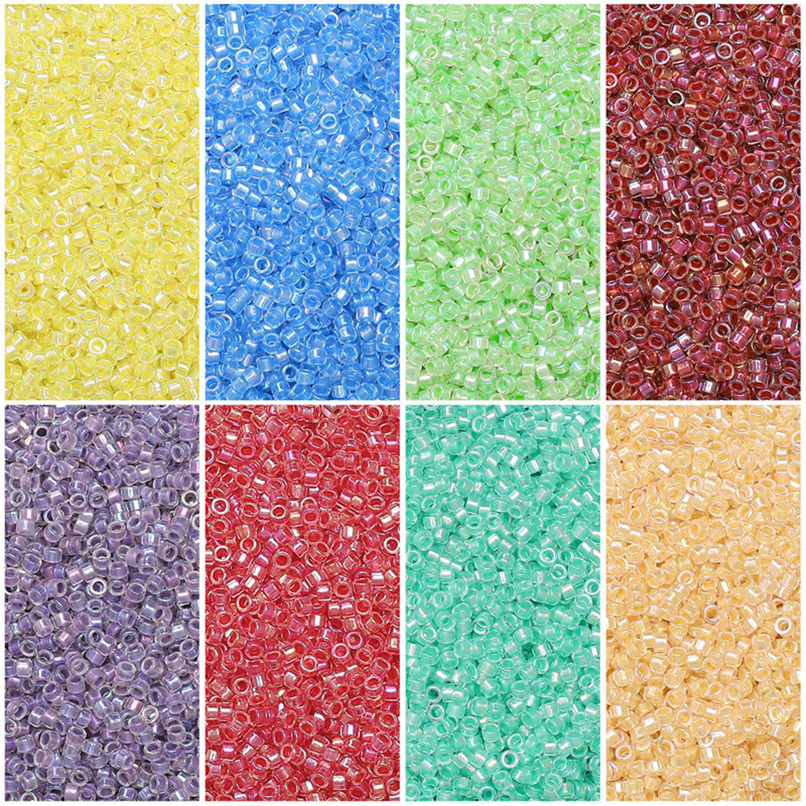 Picture of 10 Grams (Approx 70 PCs/Gram) Glass Seed Beads Round Bugle Multicolor Pearlized About 2.5mm Dia.