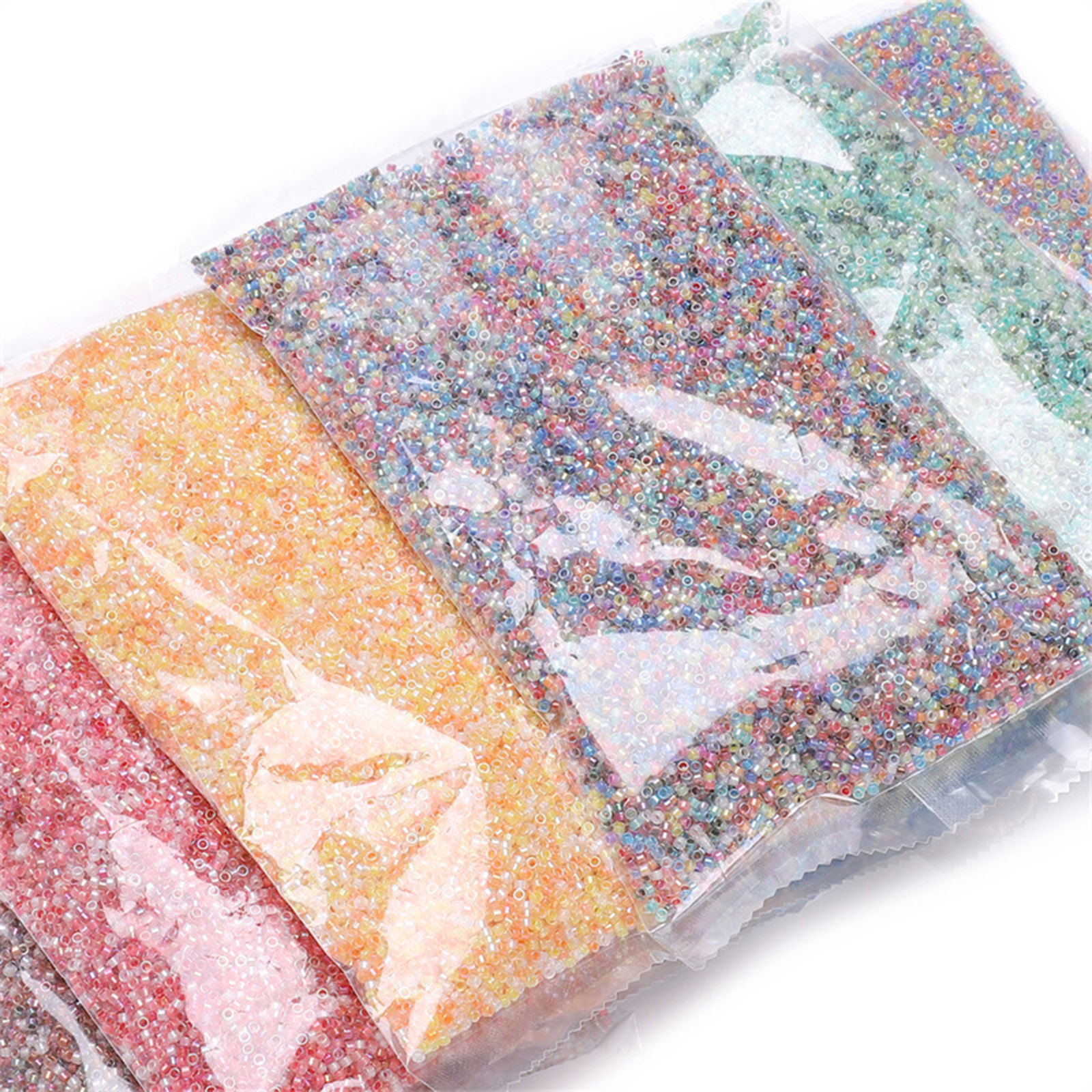 Picture of 10 Grams (Approx 70 PCs/Gram) Glass Seed Beads Round Bugle Multicolor Pearlized About 2.5mm Dia.
