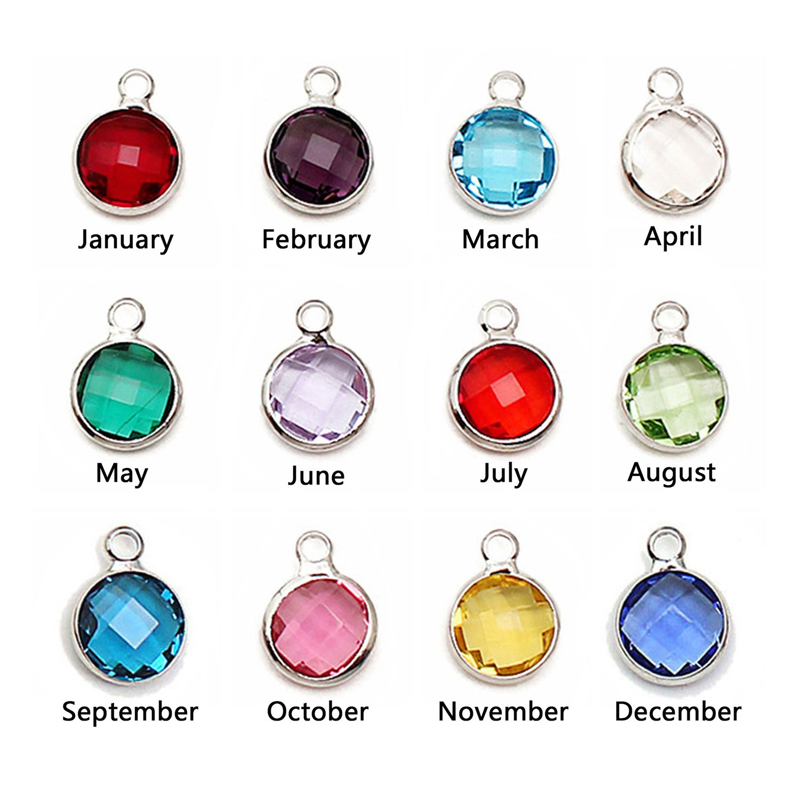 Picture of Brass & Glass Birthstone Charms Multicolor Round 6mm Dia.