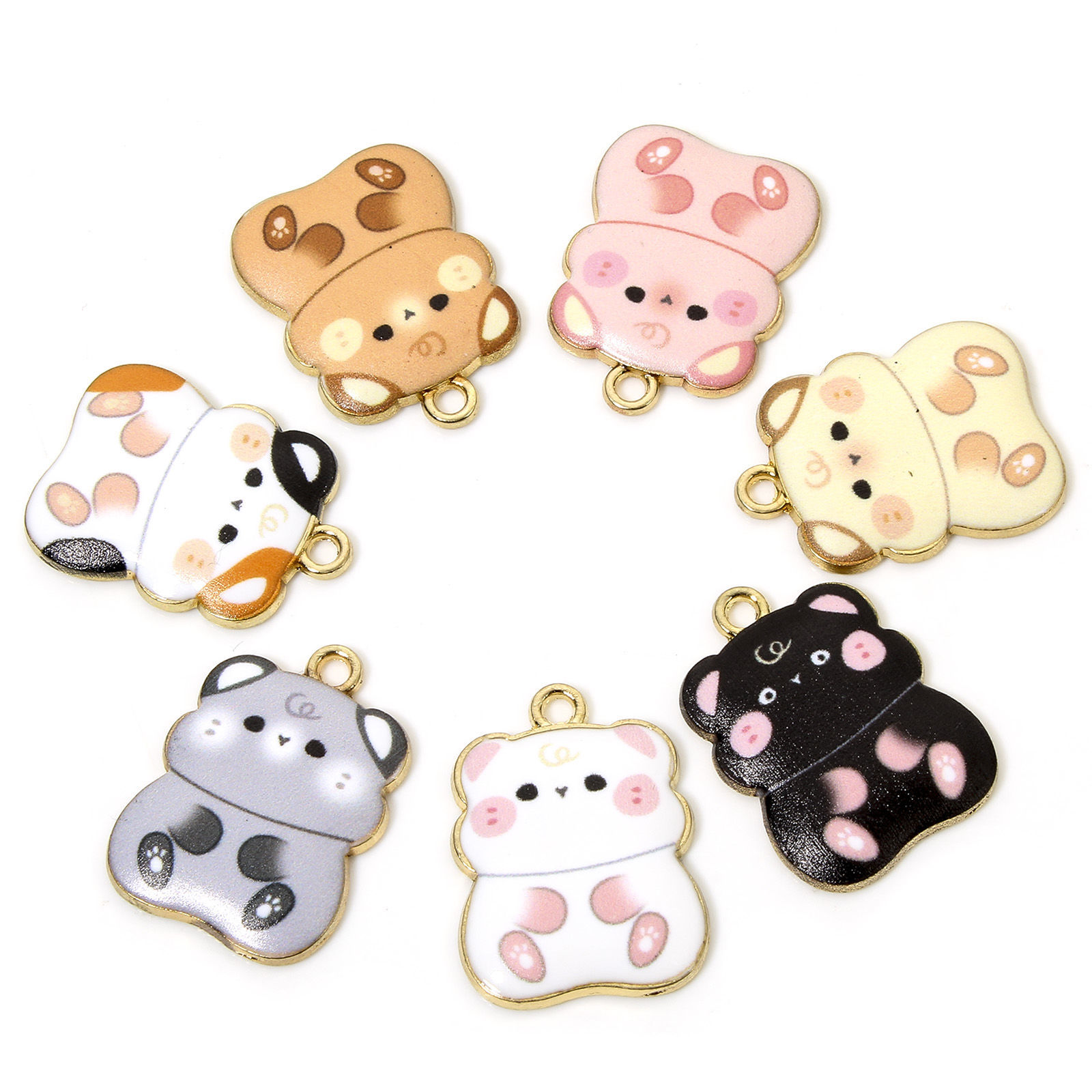 Bild von 10 Stück Zinklegierung Charms Vergoldet Bunt Hamster Tier Emaille 23mm x 17mm